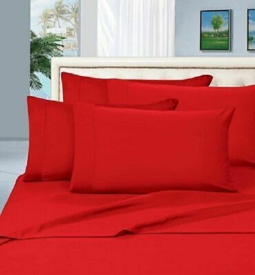 Export~Quality Sheet Set Extra Deep Pkt All Size & Red Solid 1000TC 100%Cotton