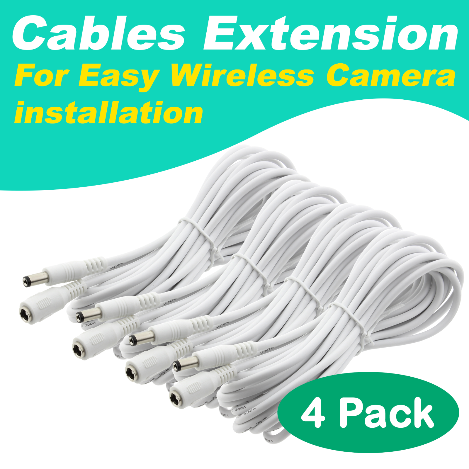 [4 Pack] Crystal Vision Premium HD Wireless Camera Power Extension