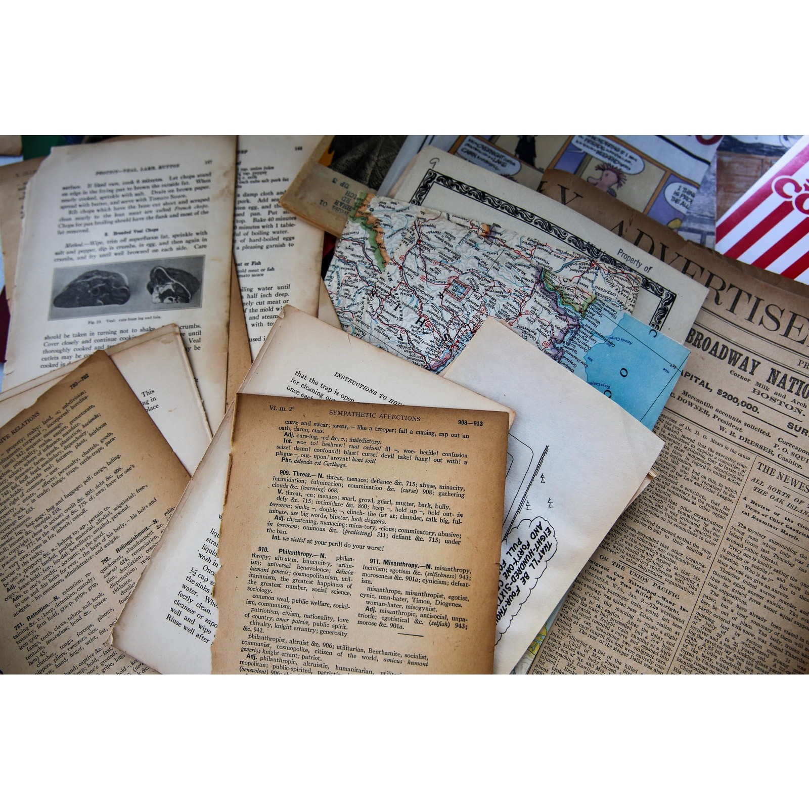 2lb Ephemera for Junk Journal Kit Scrapbook Supplies Newspaper Postcards Maps