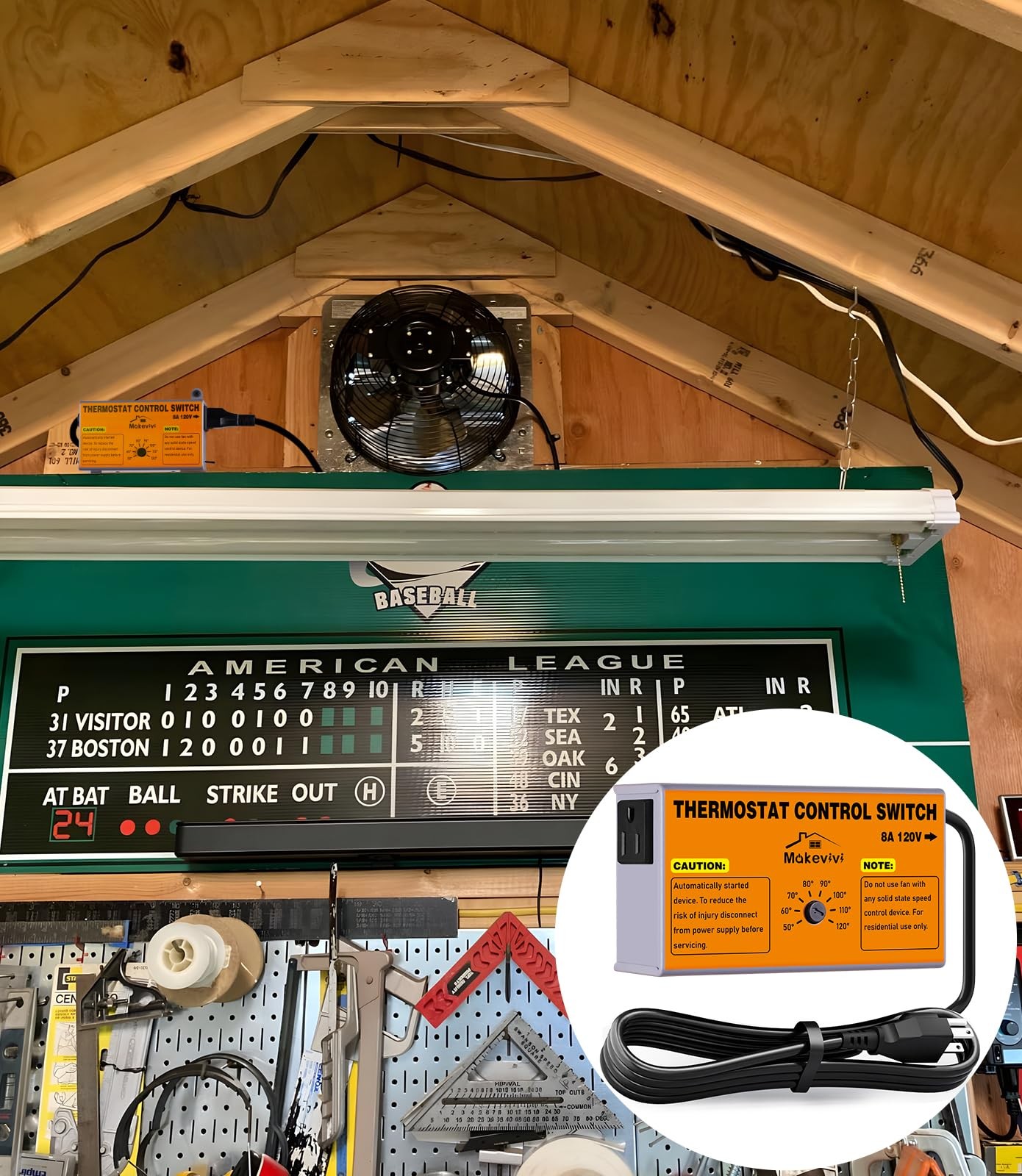 Adjustable Attic Fan Thermostat with Overload Protector Easy Install