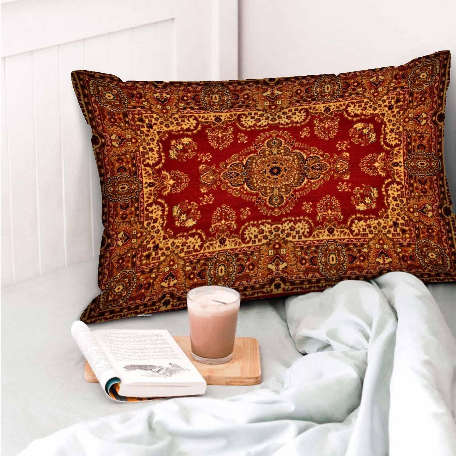 Rectangle Pillow Cover Red Oriental Persian Carpet Pattern,Pillow Case for