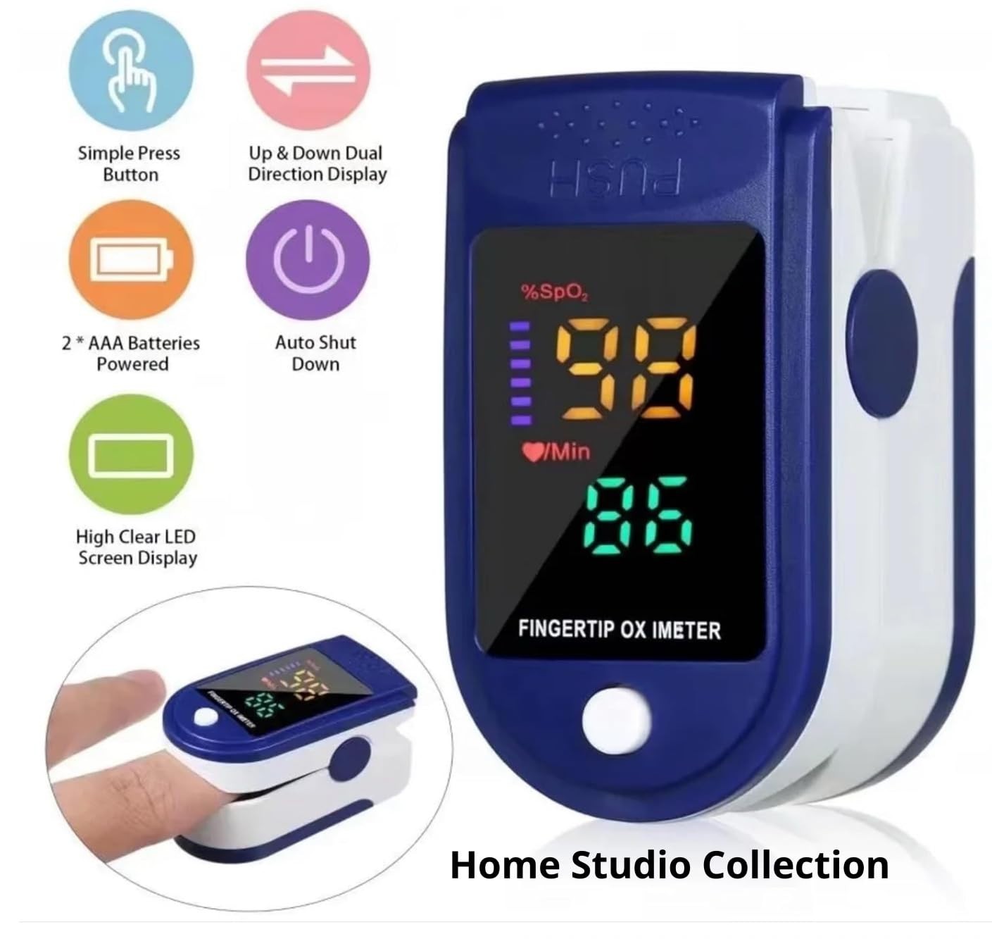 Finger Tip Pulse Oximeter LED Meter For Hospital Household