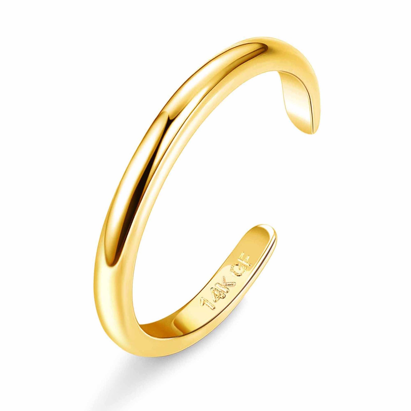 HAIAISO 14K Gold Plated Toe Rings for Women Adjustable Ring Open Yellow