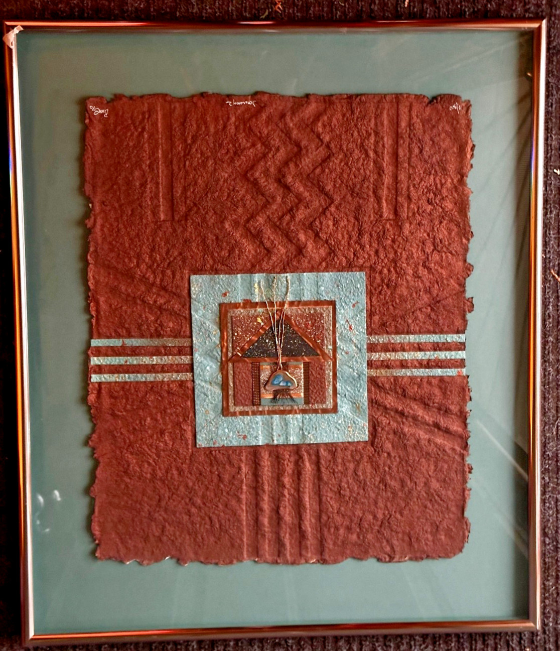 "Journey II" by Bode Copper Tone Framed Mixed Media Art Signed 1/300 23" x 27"