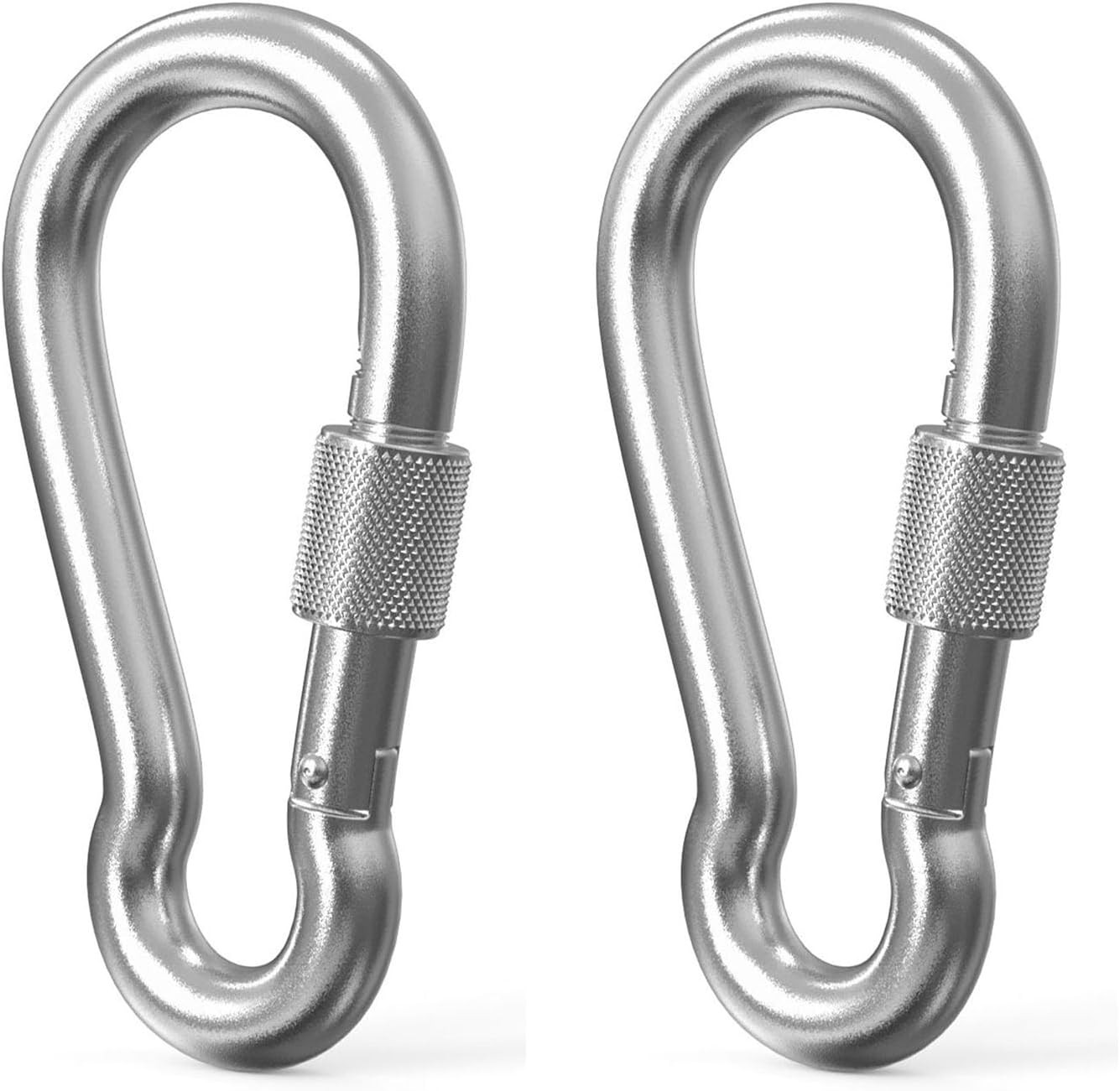 4 Inch Locking Carabiners, 2 Pcs 304 Stainless Steel Heavy Duty Silver