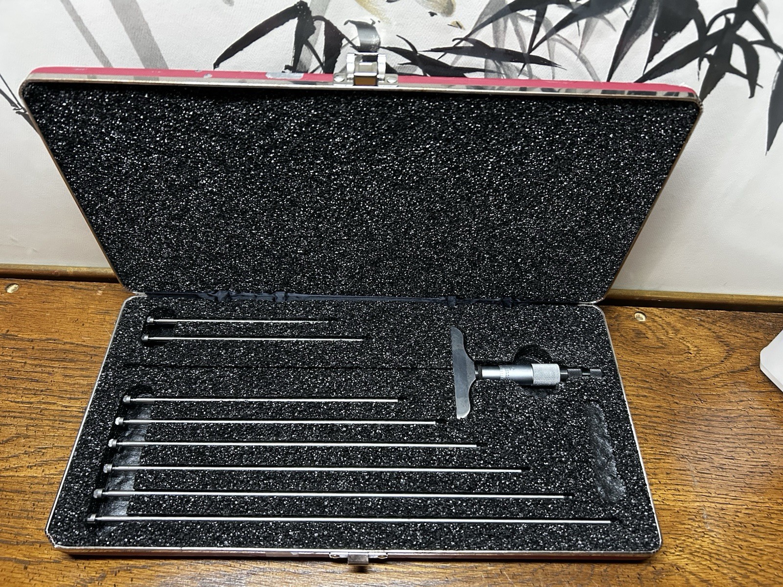 Starrett No.445 Depth Micrometer 1 to 9"In Measuring Range Rod Set Case Excellen