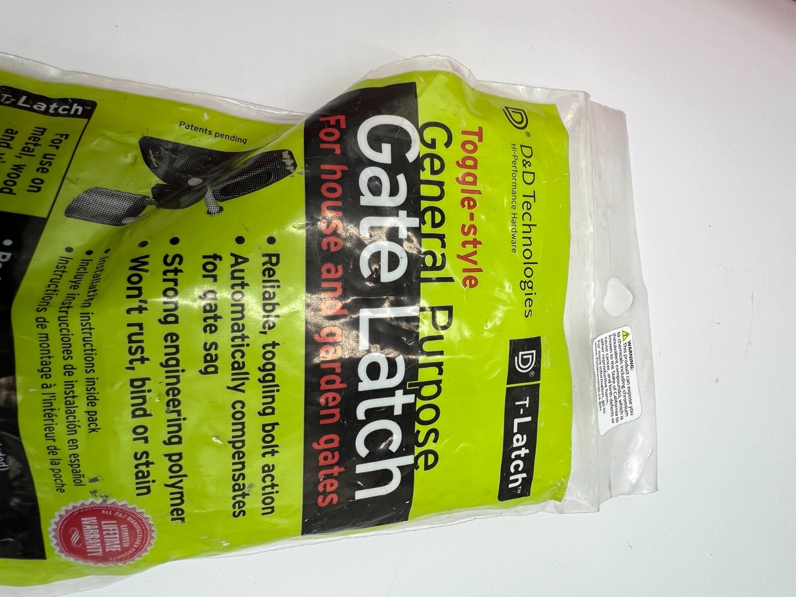 D&D Technologies Gate Latch TL01 For House & Garden Gate, Toggle-style
