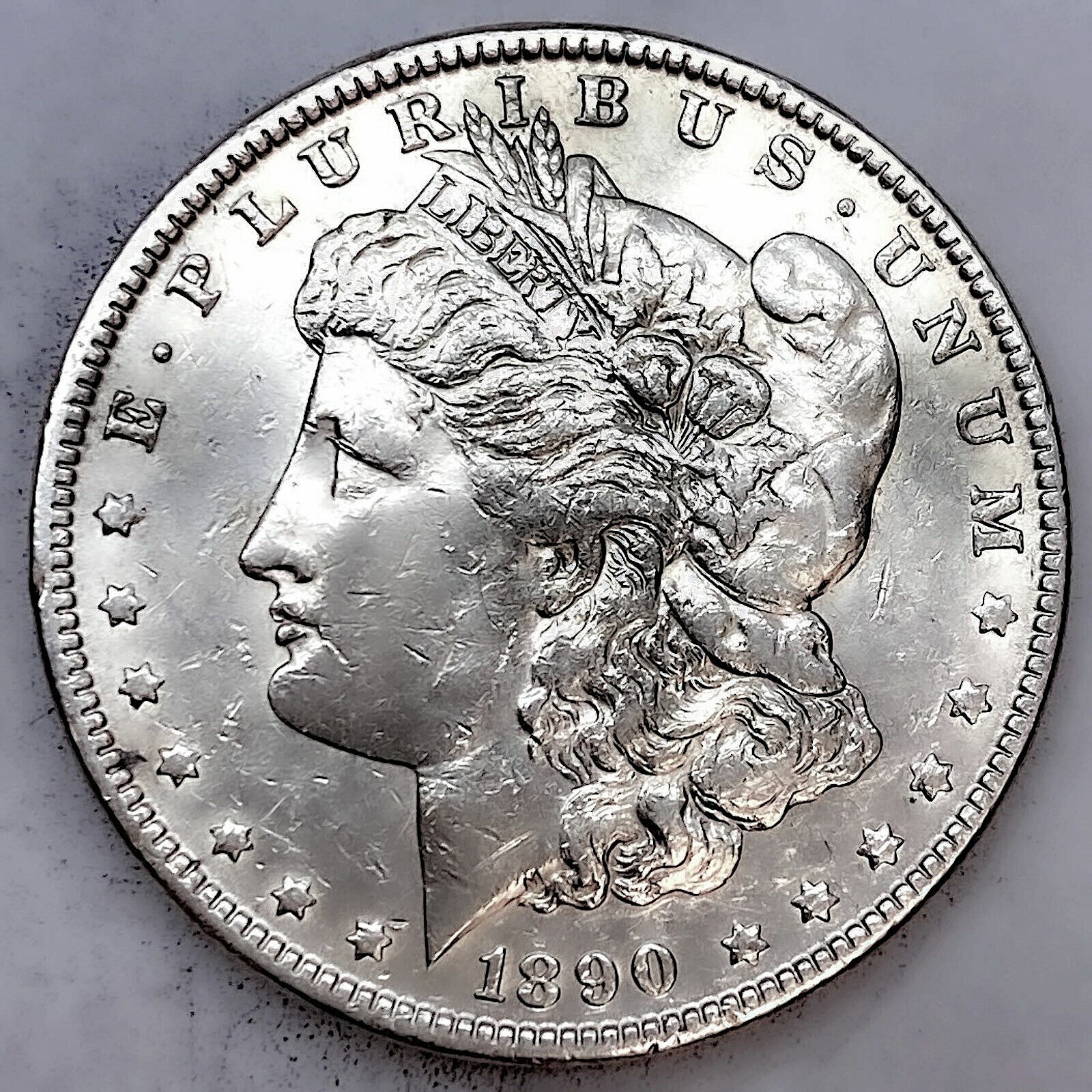1890  CIRCULATED  MORGAN SILVER DOLLAR 90% SILVER $1 US COIN -NICE!  F08