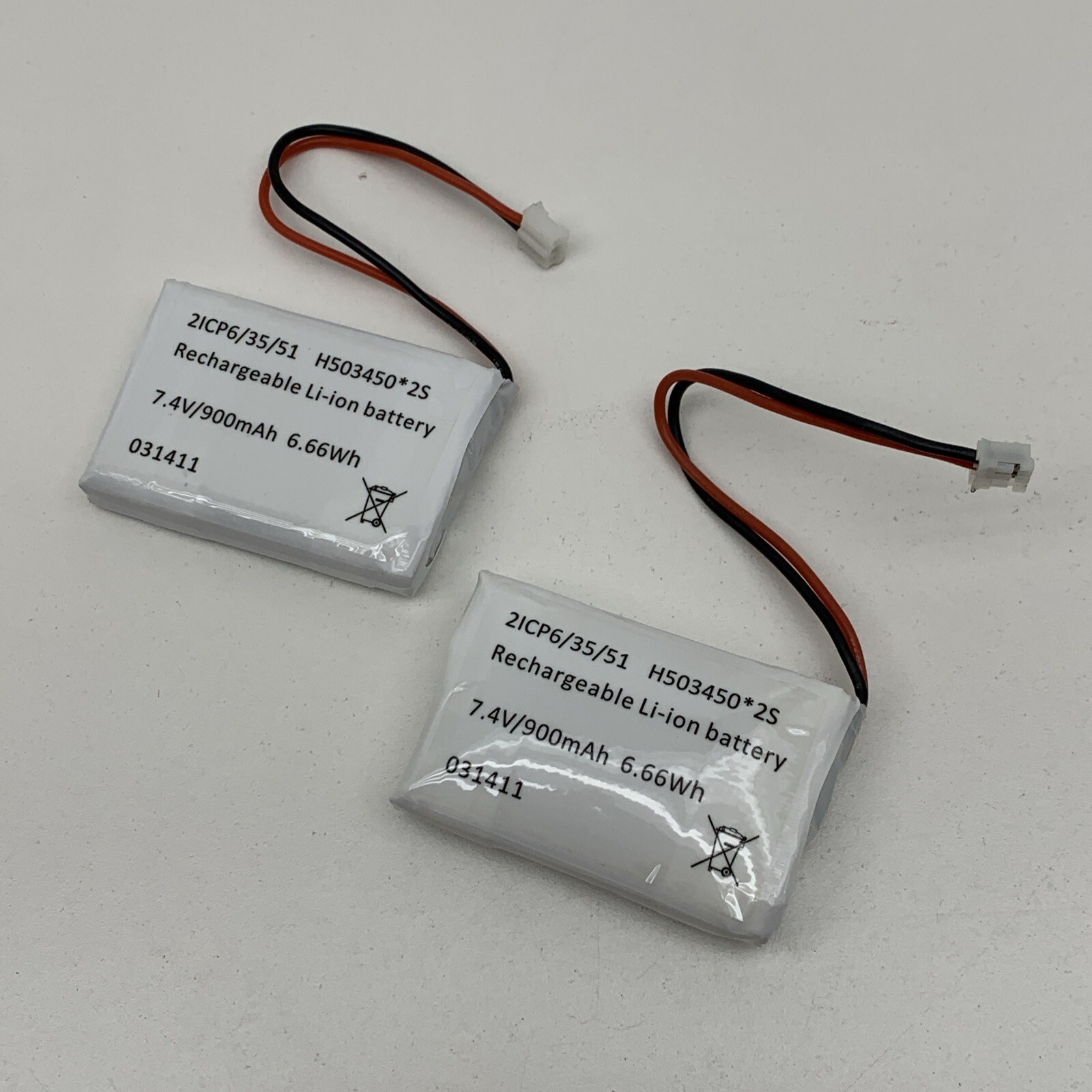 (2-Pack) 2ICP6/35/51 H503450*2S Rechargeable Li-Ion Battery 7.4V 900mAh 6.66W