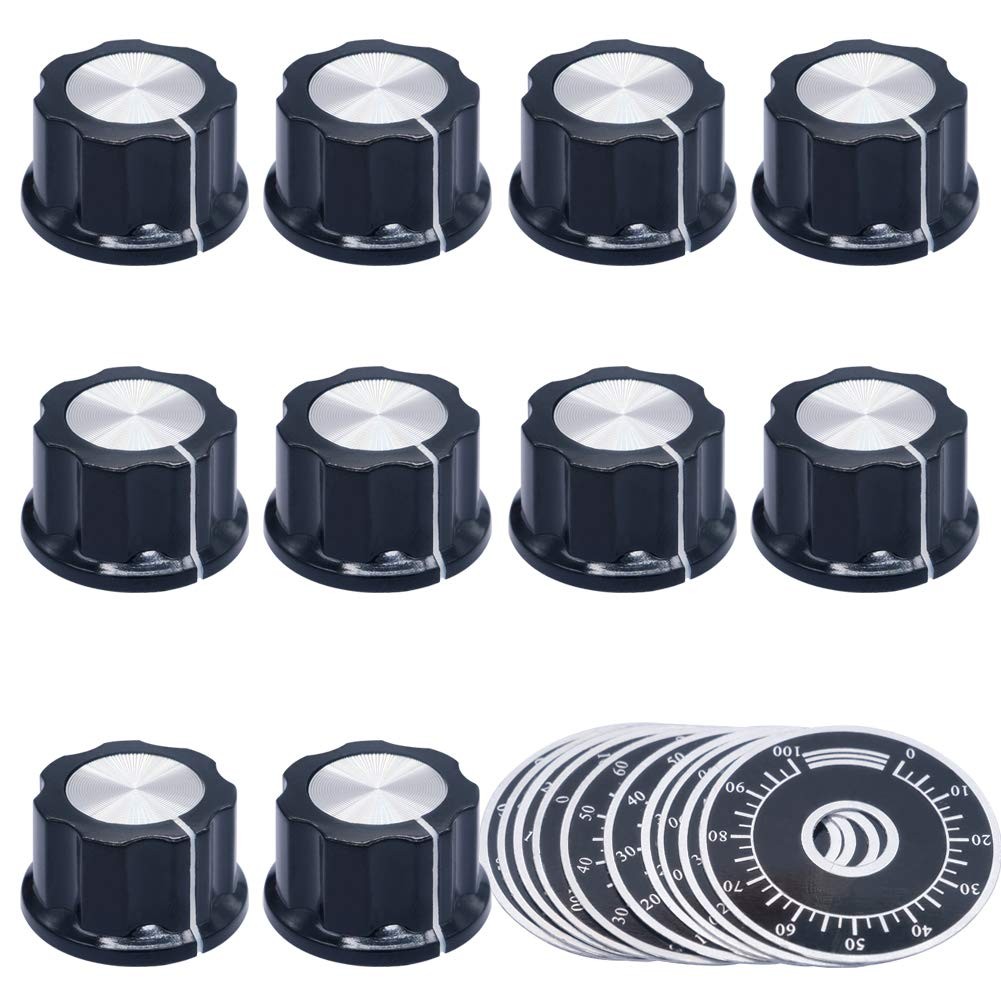10Pcs Black Potentiometer Control Knob Volume Audio Electric Guitar Bass Scre...