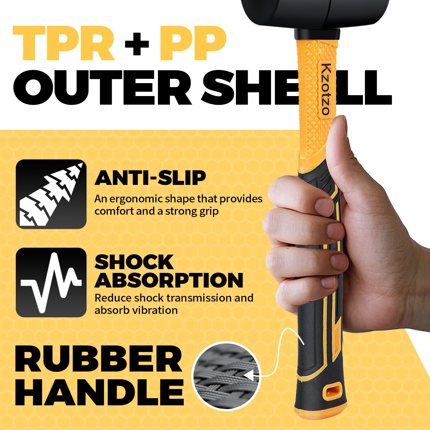 2Piece Rubber Mallet Hammer Set, 8oz Rubber Hammer Mallet & 25mm DoubleFaced ...
