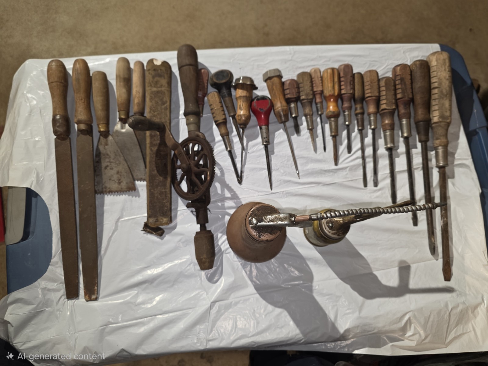 vintage screw driver and  file set