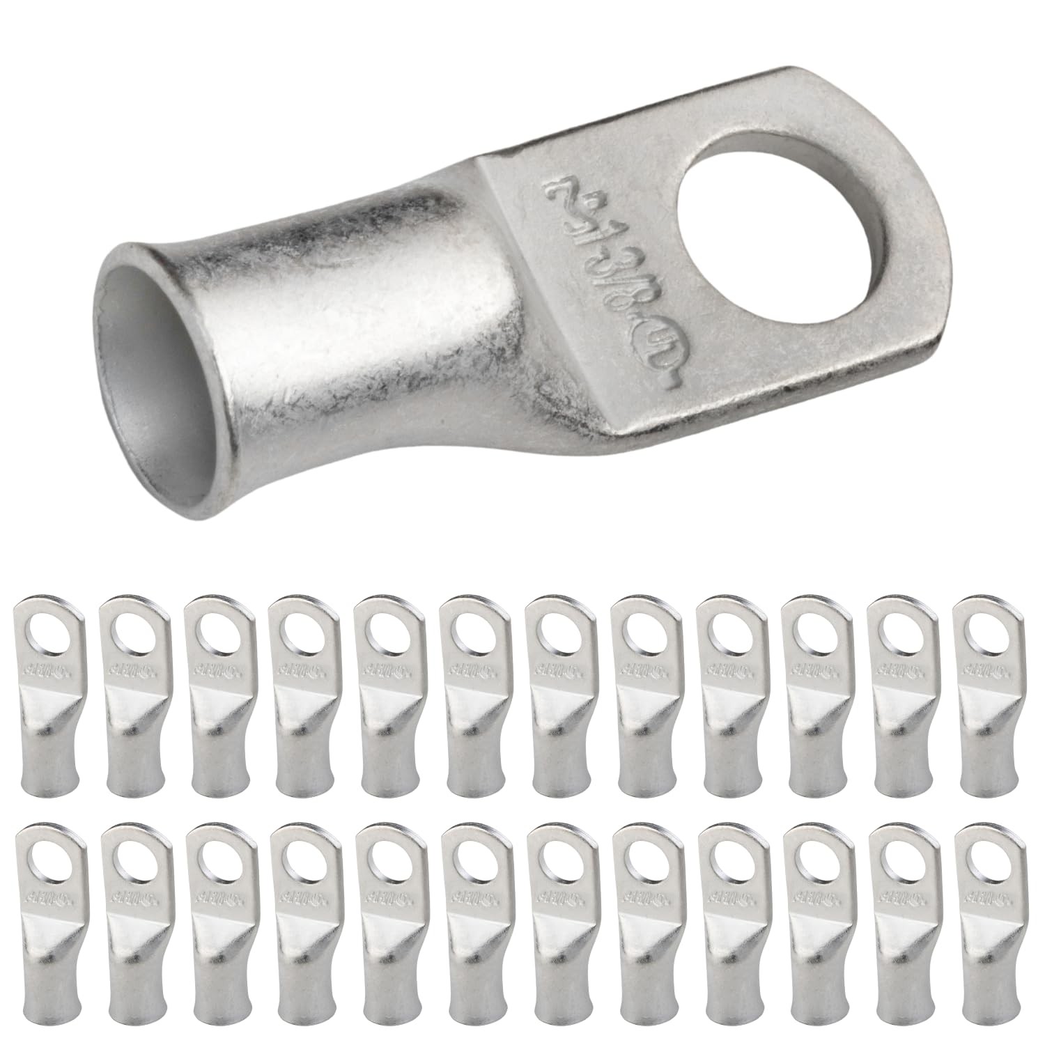 SELTERM 25pcs 1 AWG 3/8 Stud Marine Grade Tinned Copper Battery Cable Lugs, 1...