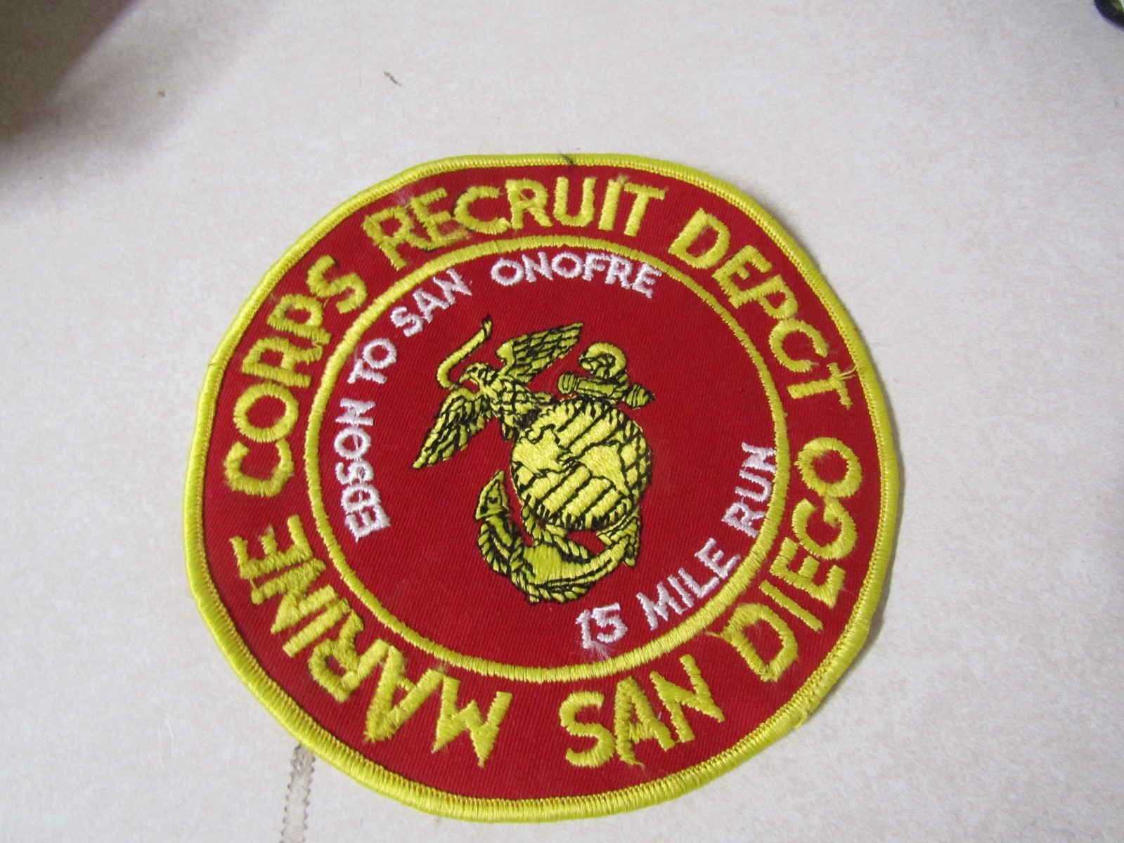 MILITARY PATCH UNITED STATES MARINE CORPS RECRUIT DEPOT SAN DIEGO 5 3/4 INCHES