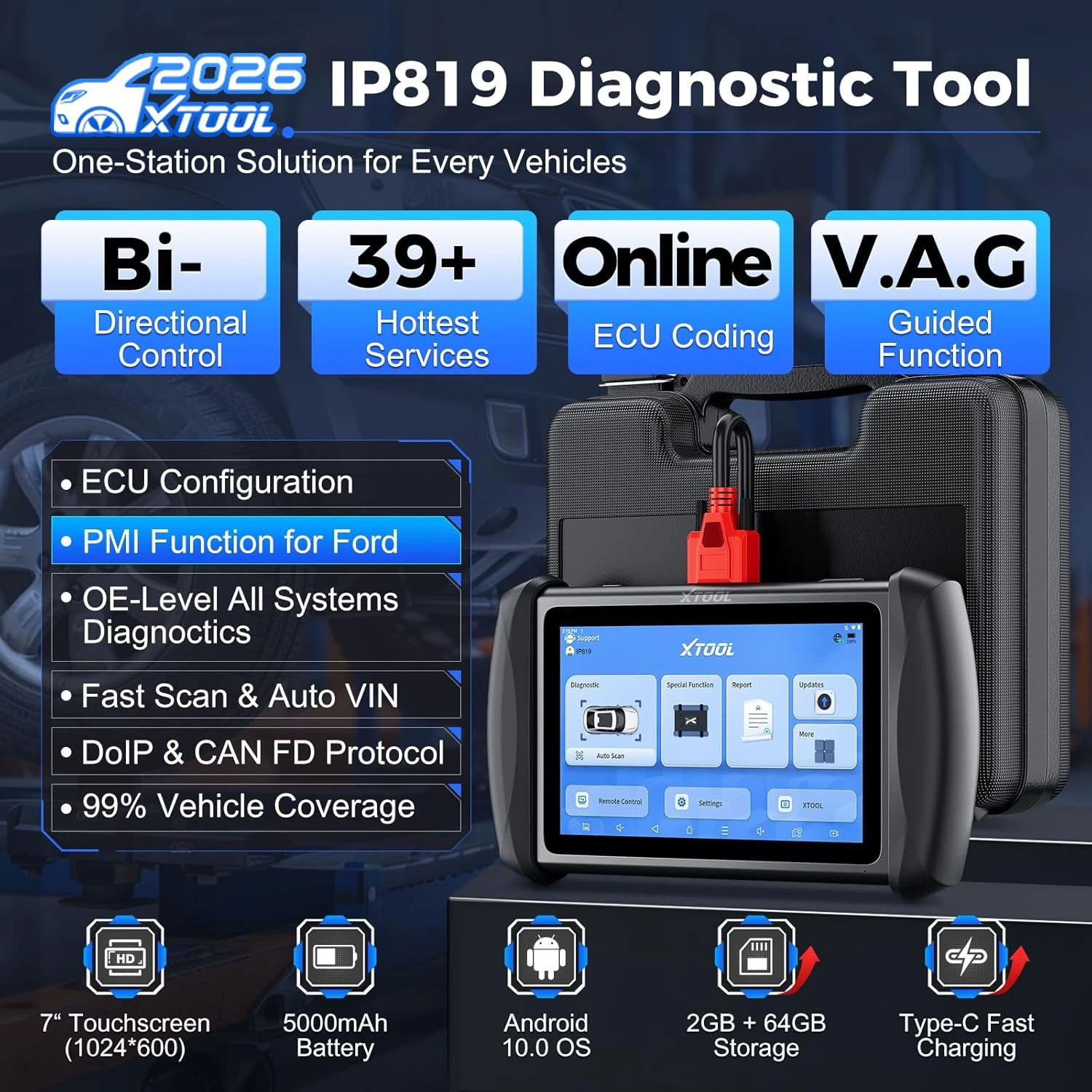 2026 XTOOL IP819 V2.0 Bidirectional Scan Tool AI Assisted Car Diagnostic Scanner