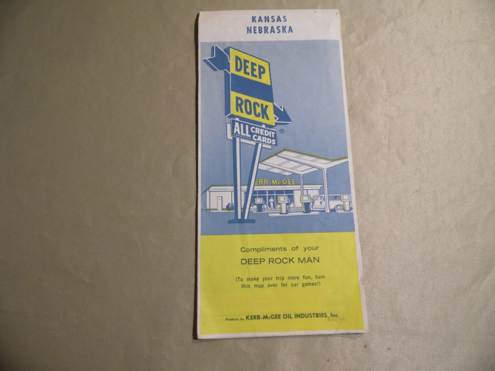 Kansas & Nebraska Map by Kerr McGee Oil / Cieca 1964 / Free Domestic Shipping