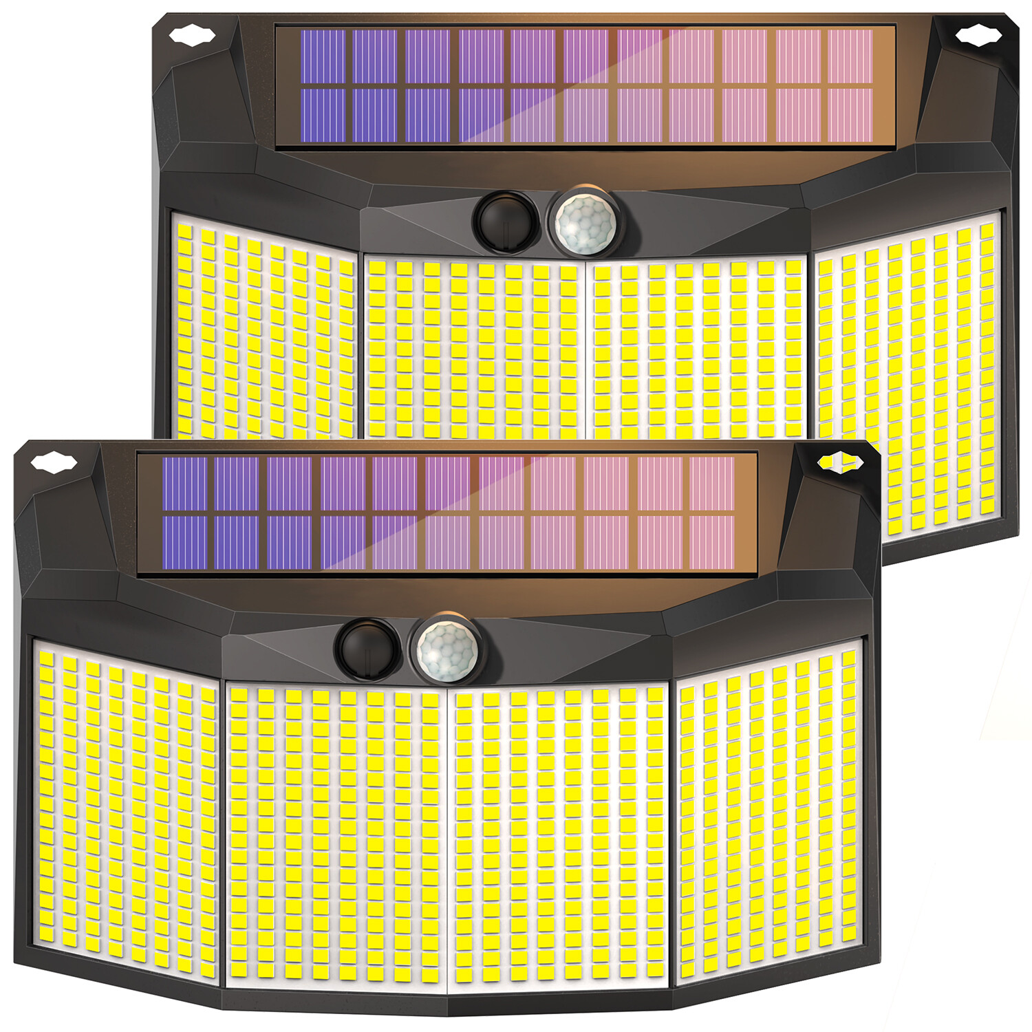 2* 576 LED Solar Power Wall Light PIR Motion Sensor Outdoor Garden Security Lamp