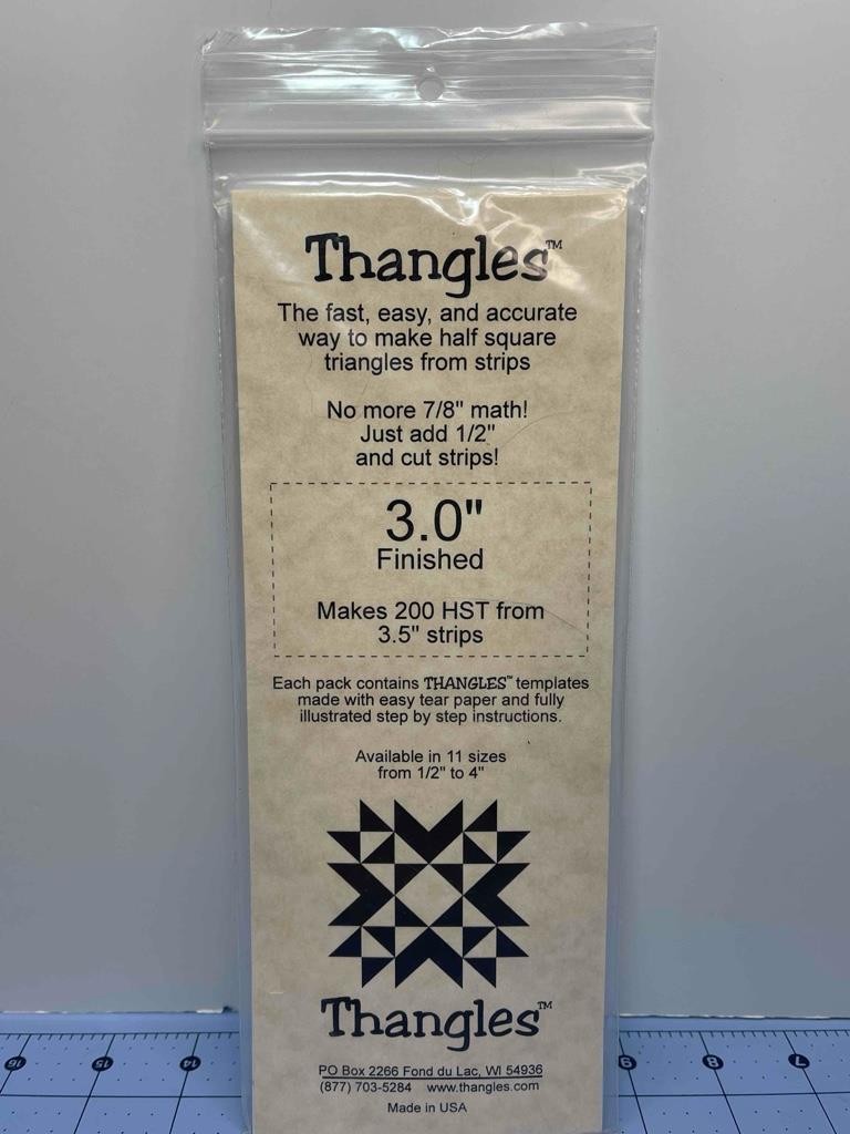 THANGLES 3.0" Quilting Template, Accurate Triangles from Strips, Easy Tear Paper