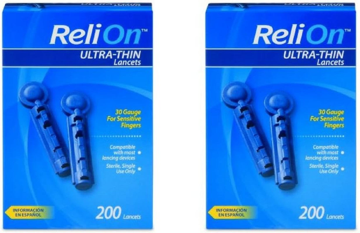 ReliOn 30 Gauge Ultra-Thin Lancets, 200 Ct (2 Pack)
