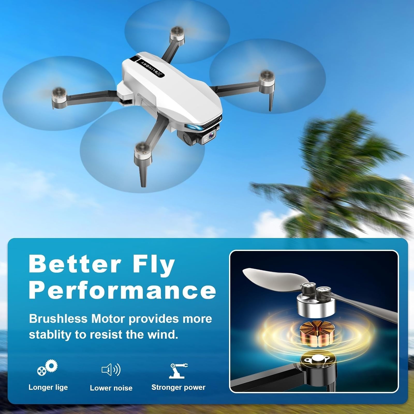 BLINORY HK55 GPS Drone with 2K Camera, Foldable Quadcopter, Auto Return