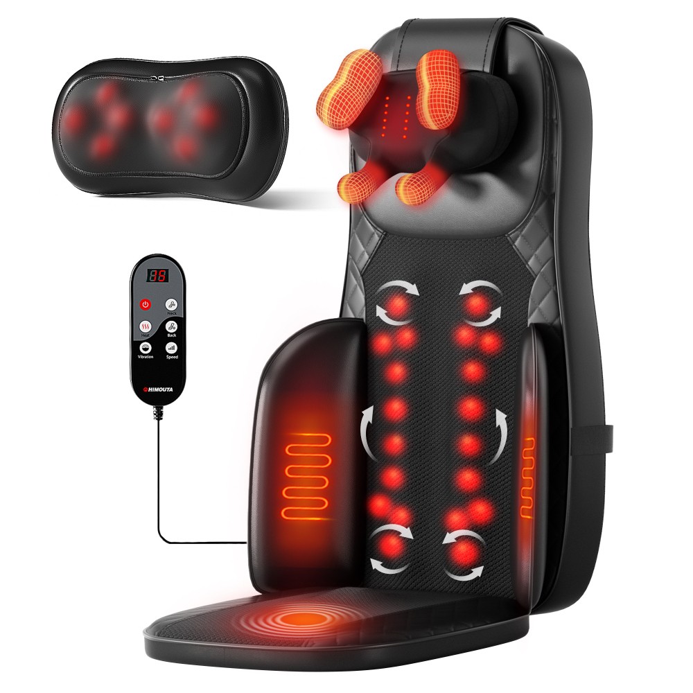 Massage Chair Pad, 3-in-1 Shiatsu Neck and Back Massager Cushion with Heat