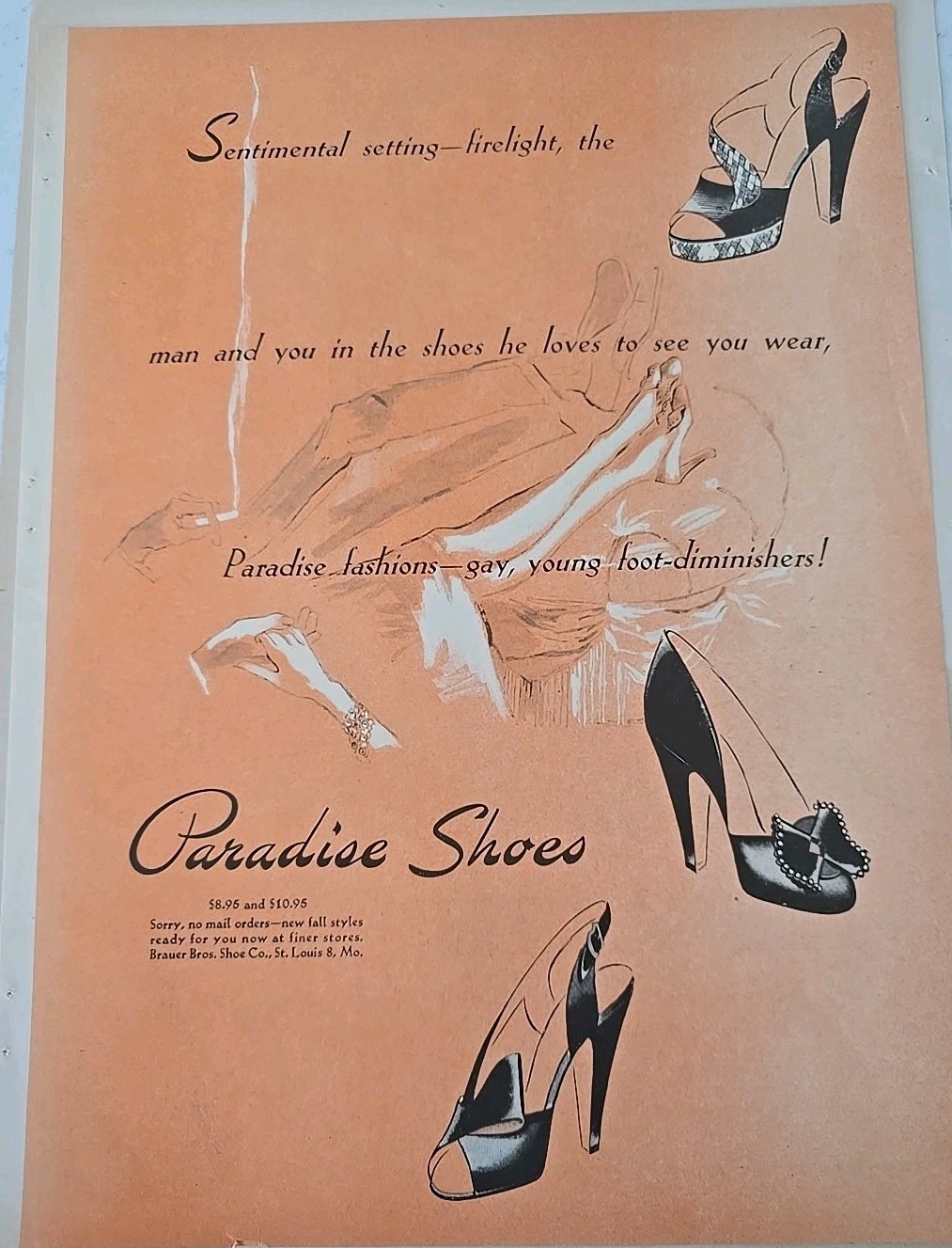 1946 Brauer Bros. Womens Paradise  Shoes Vintage Fashion Art ad