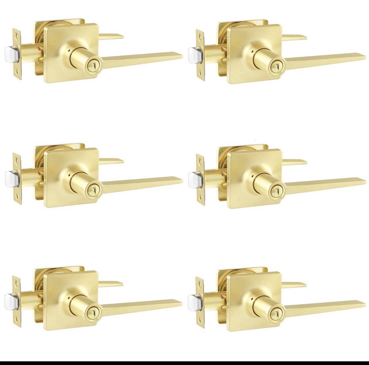 Gold Door Handles Interior, Zinc Alloy Heavy Duty Brushed Gold Interior 6 Pack