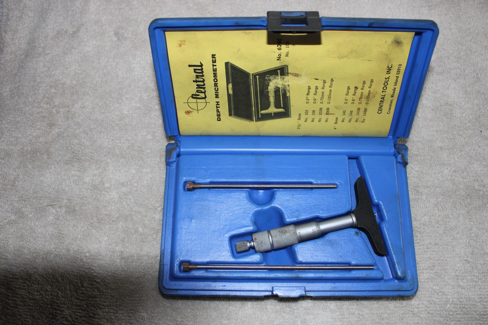 Central Depth Micrometer No 6240 0 thru 6" range