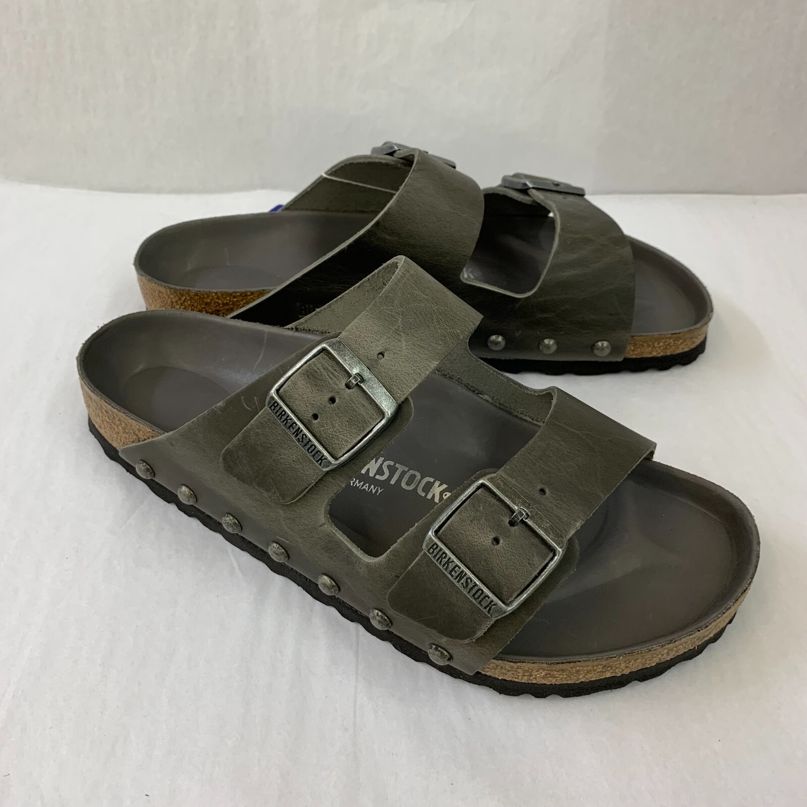 Birkenstock New w/ Box Arizona Light Studs Iron Oiled Leather Exquisite Regular