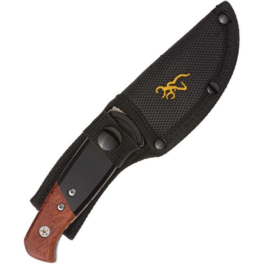 Browning Fixed Knife 3" Stainless Full Tang Drop Blade Black/Brown Wood Handle