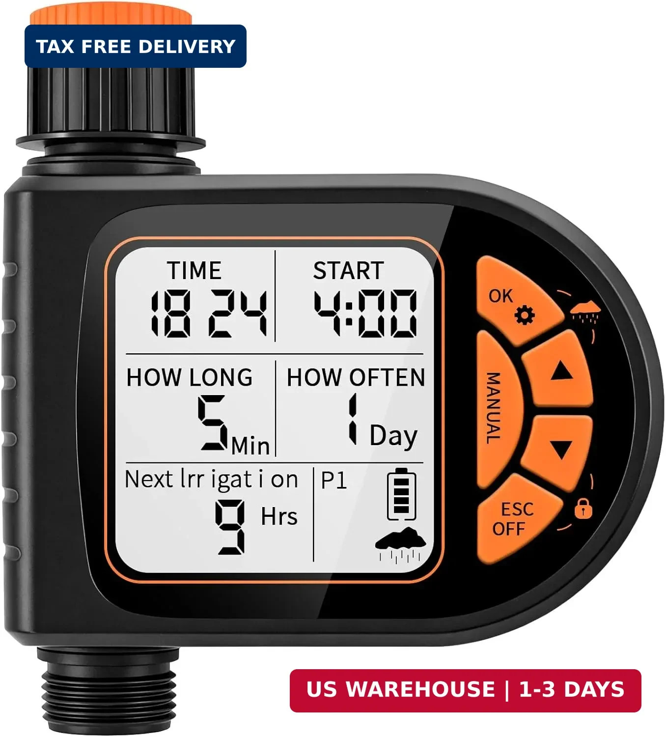 Sprinkler Timer for Garden Hose - Programmable Irrigation Timer with Rain Delay,