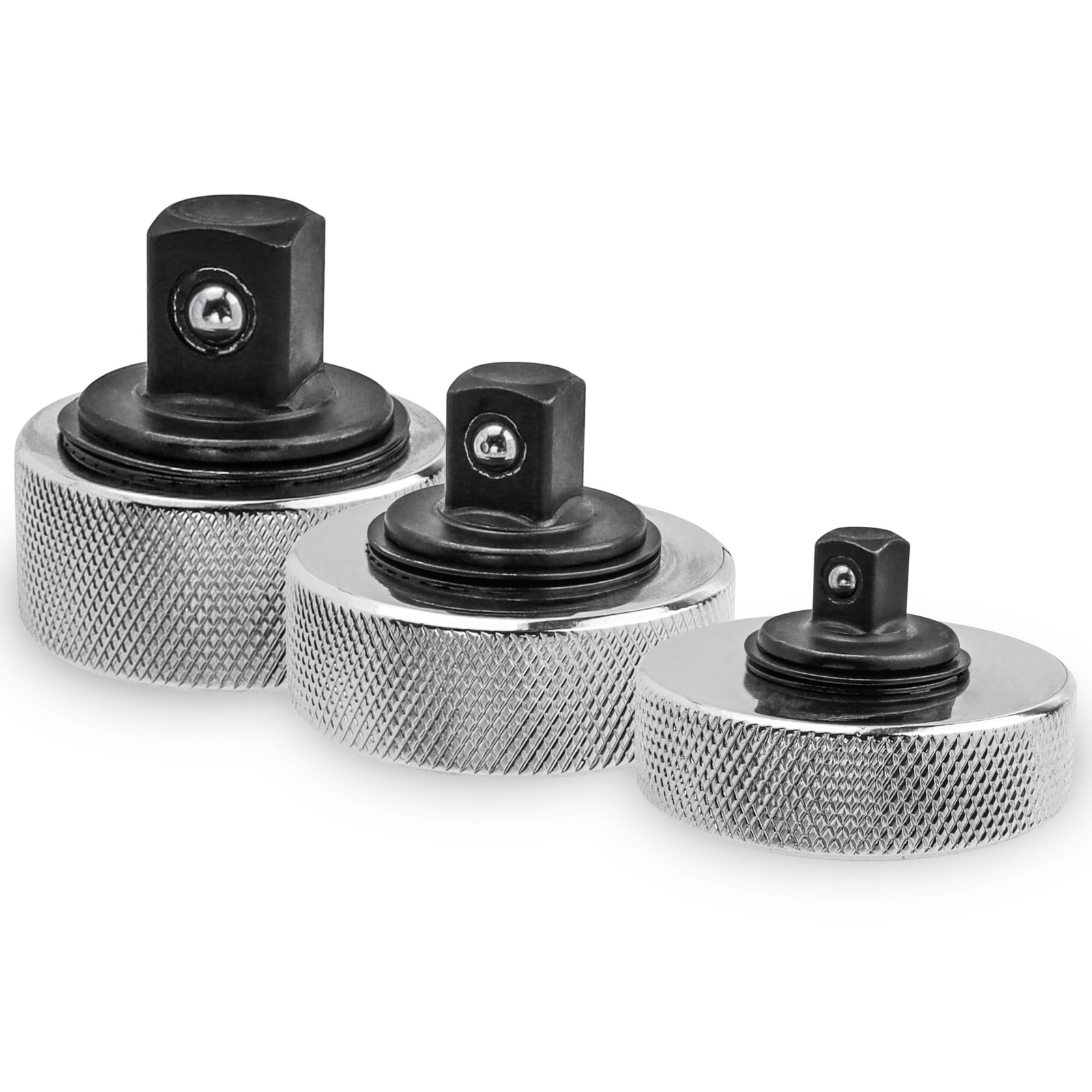 YAKAMOZ 3Pcs Mini Finger Ratchet Set, 1/4 3/8 1/2 Drive Palm Silver
