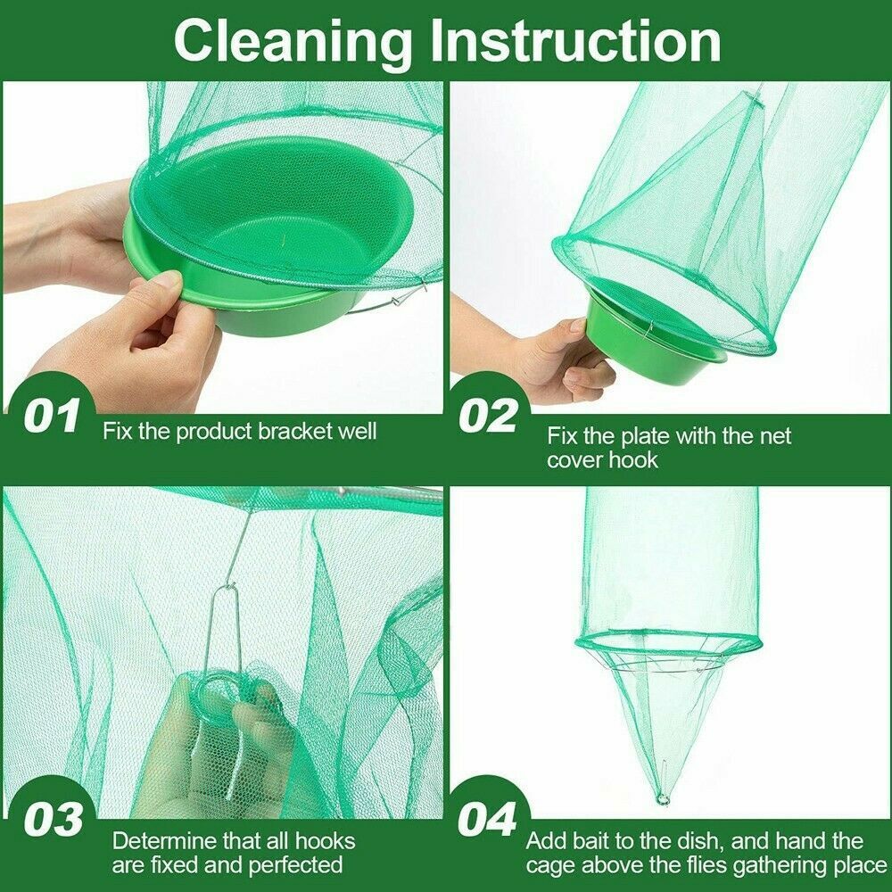 3 x The Ranch Fly Trap Reusable Fly Catcher Killer Cage Net Trap Pest Bug Catch
