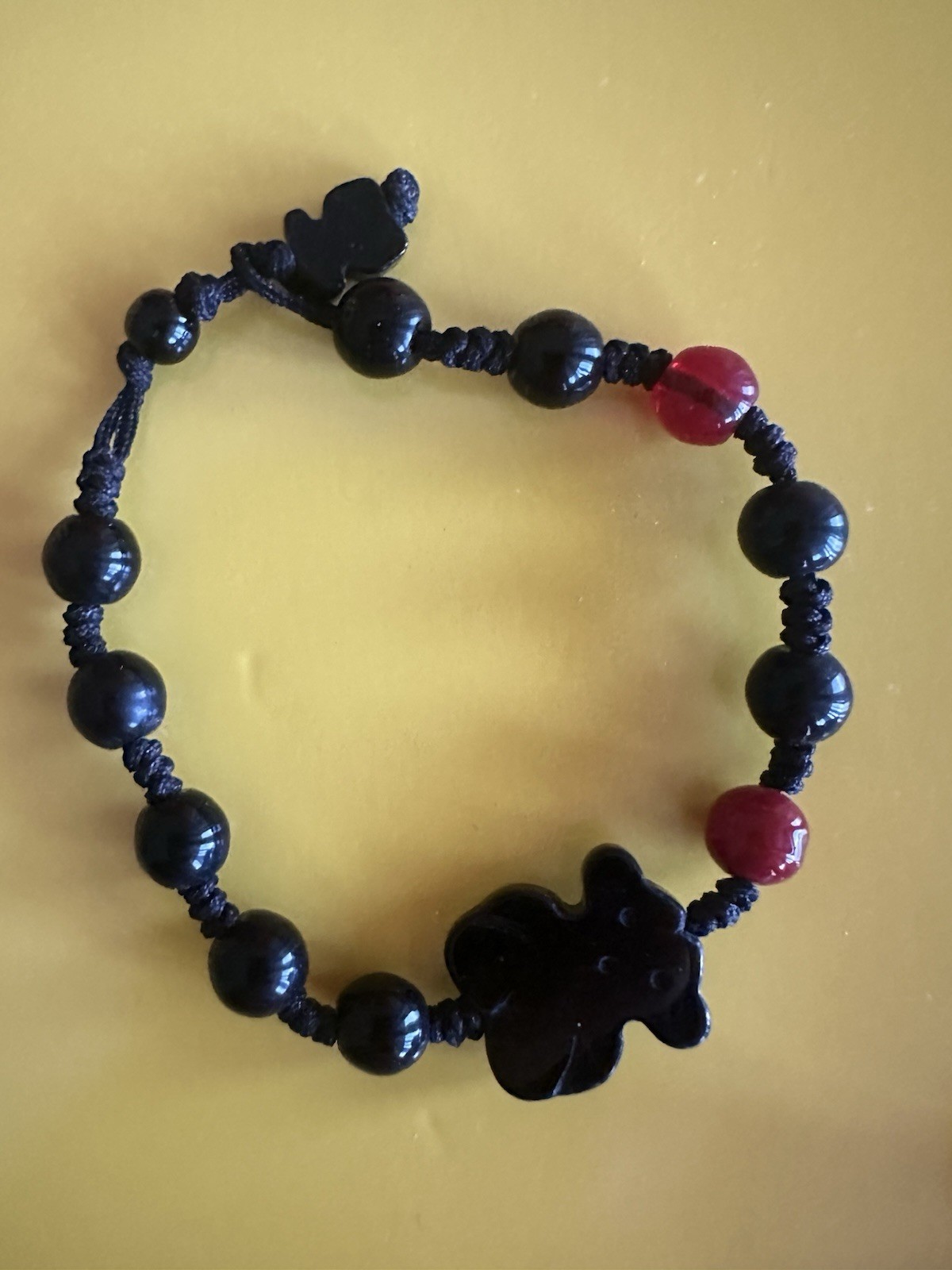 Beaded Bracelet Handmade Like@tous@ Women's Black and Red