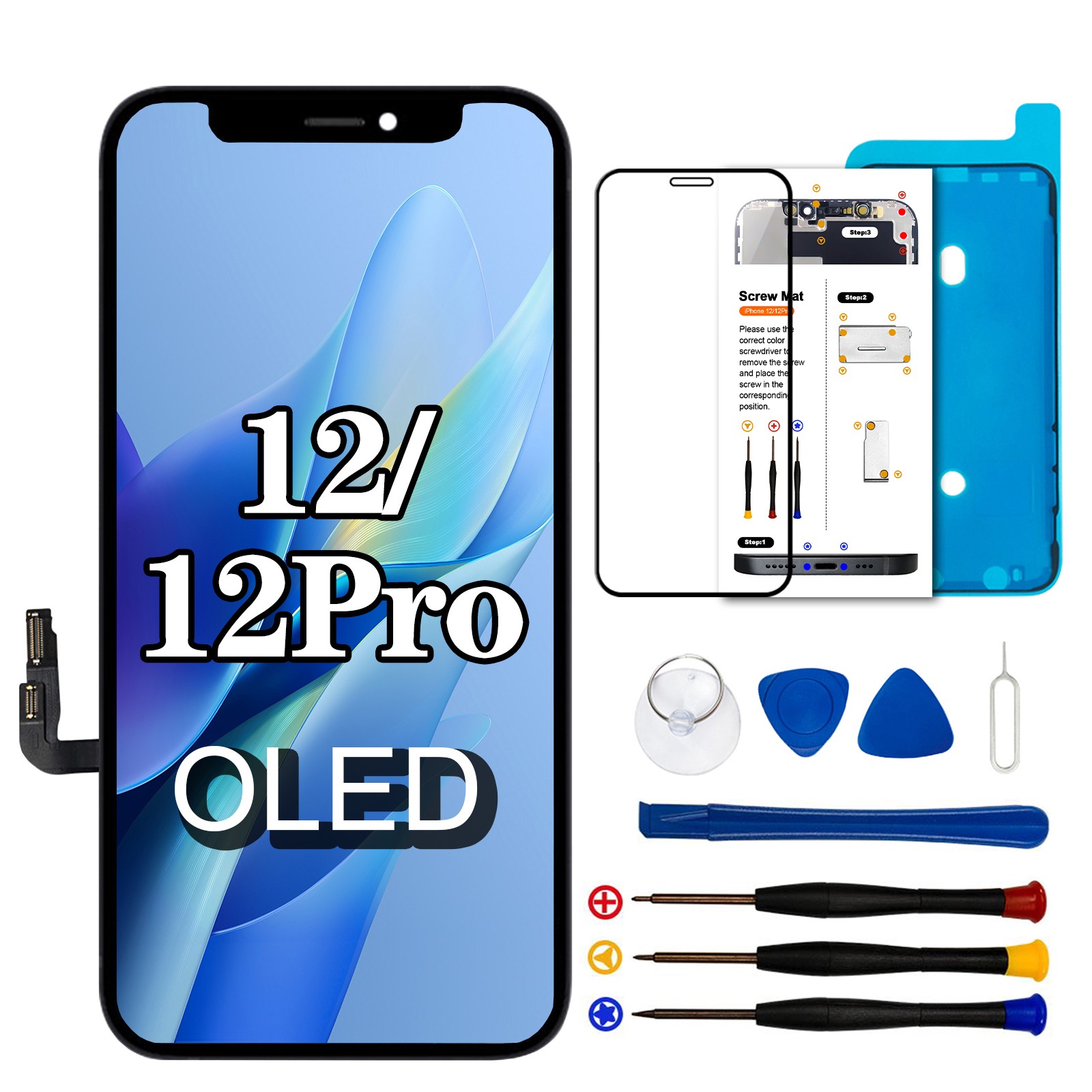 OLED For iPhone 12 / 12 Pro Screen Replacement Display Digitizer Repair Kit