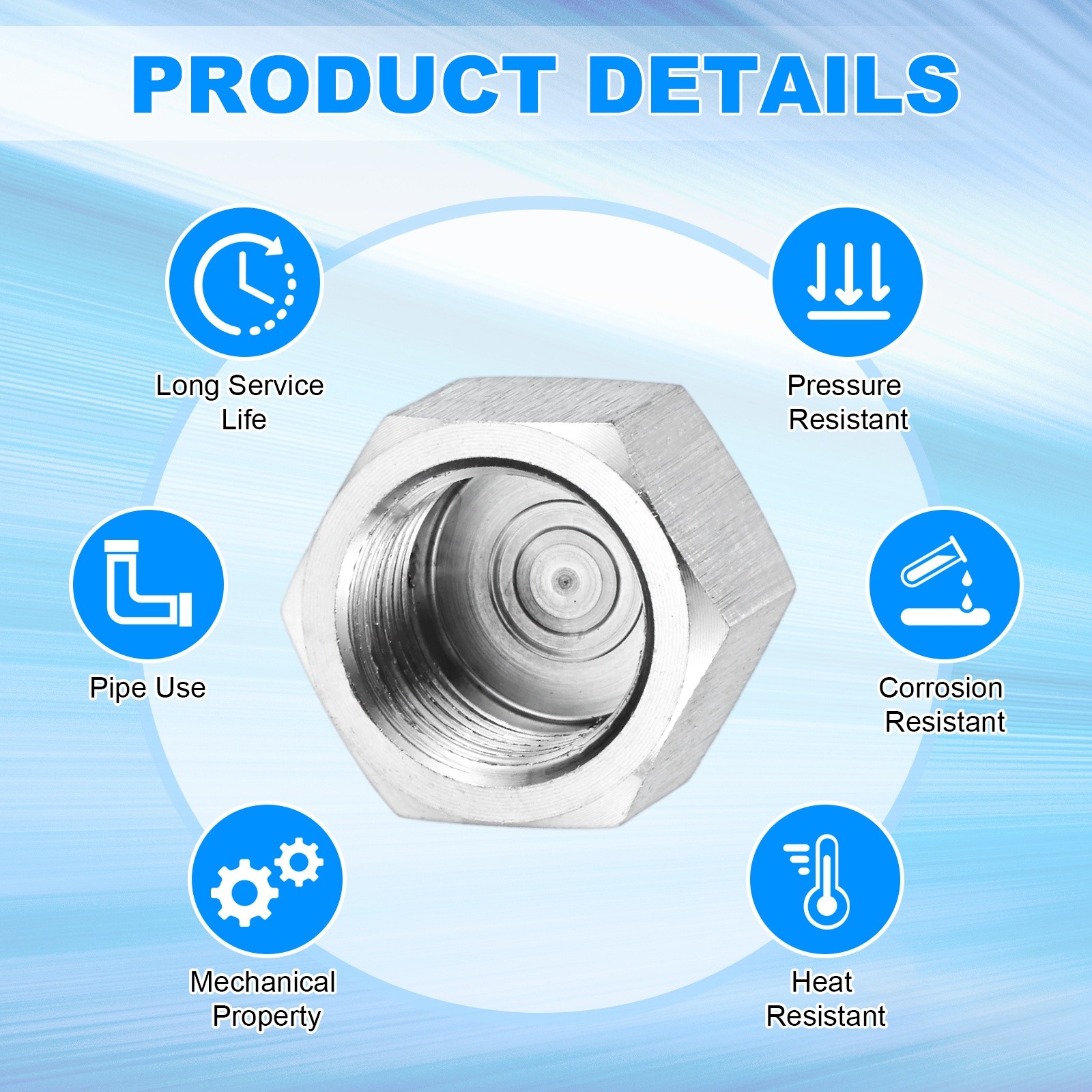 4-Pack Hex End Cap, 3/8 Inch g Female Thread Pipe Fitting