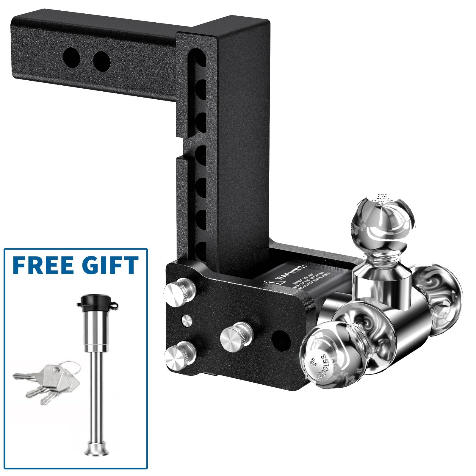 Adjustable Trailer Hitch Ball Mount - Fits 2" Receiver, Tri-Ball  7" Drop NEW