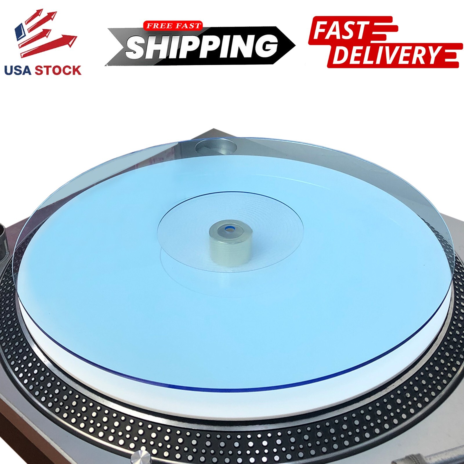 Acrylic Turntable Mat - Acrylic Slipmat for 12" Vinyl LP Record Players Blue_lit