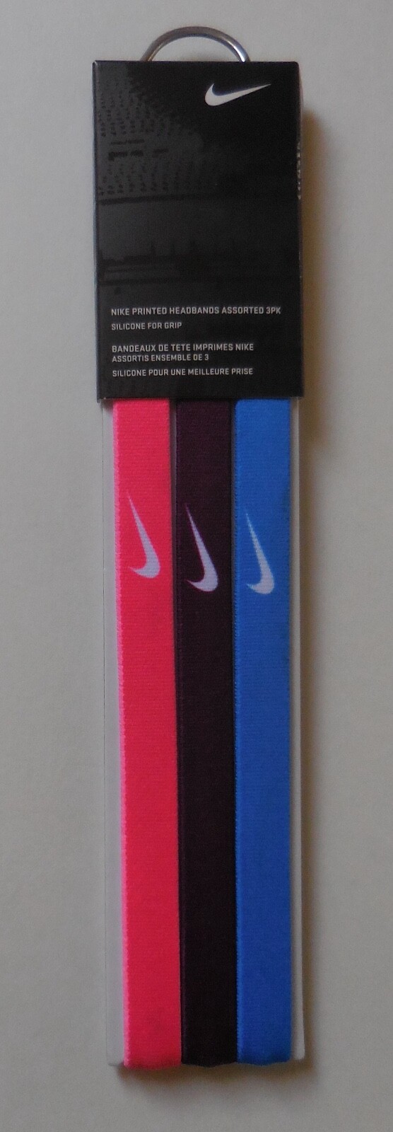 Nike Printed Headbands Assorted 3PK Adult Unisex Racer Pink/Bordeaux/Photo Blue