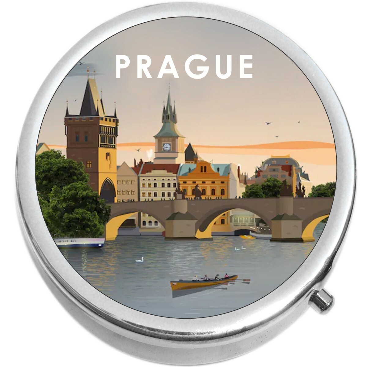 Prague Waterfront City  Medicine Vitamin Pill Box