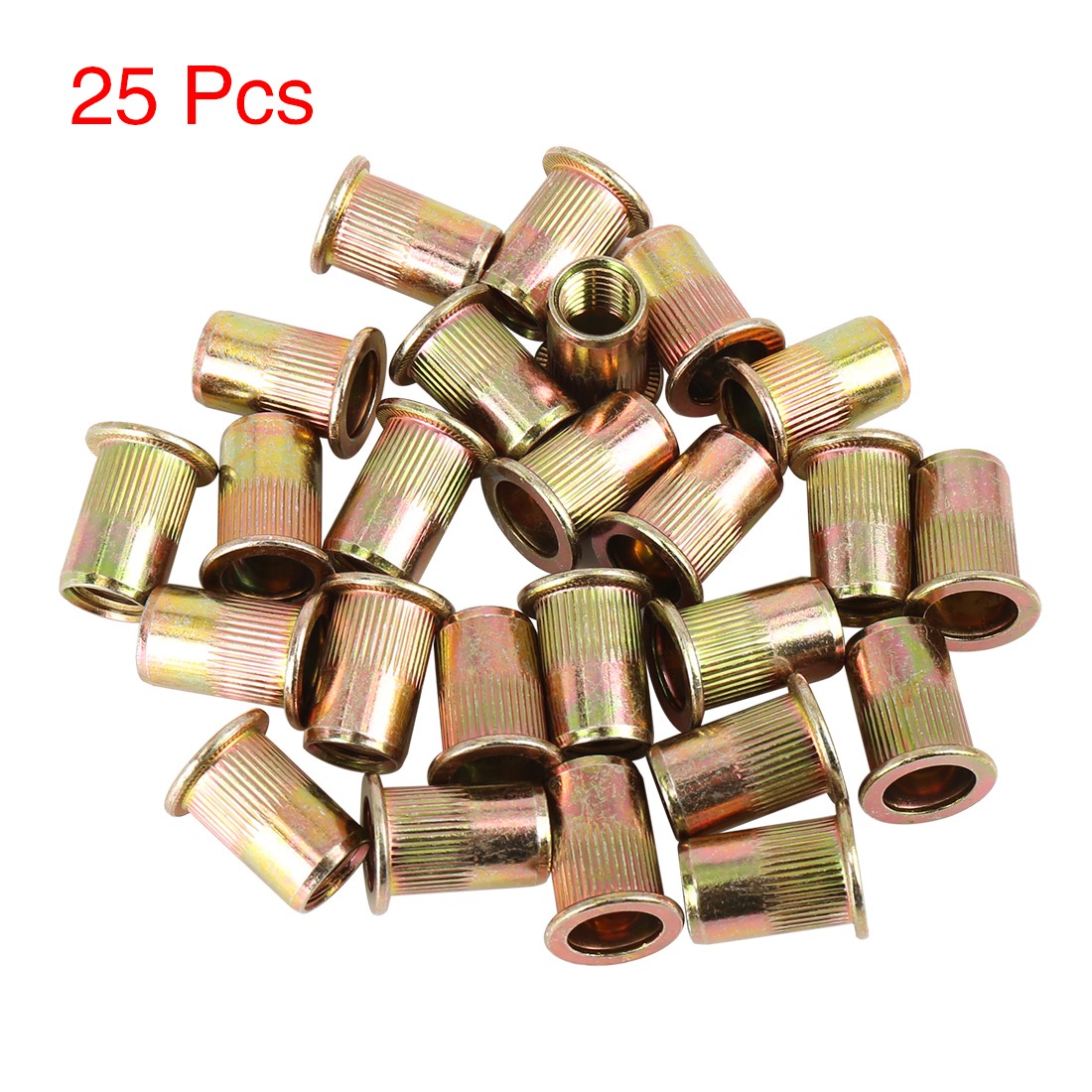 25 Pcs M10 Zinc Plated Carbon Steel Car Flat Head Rivet Nut Threaded Insert