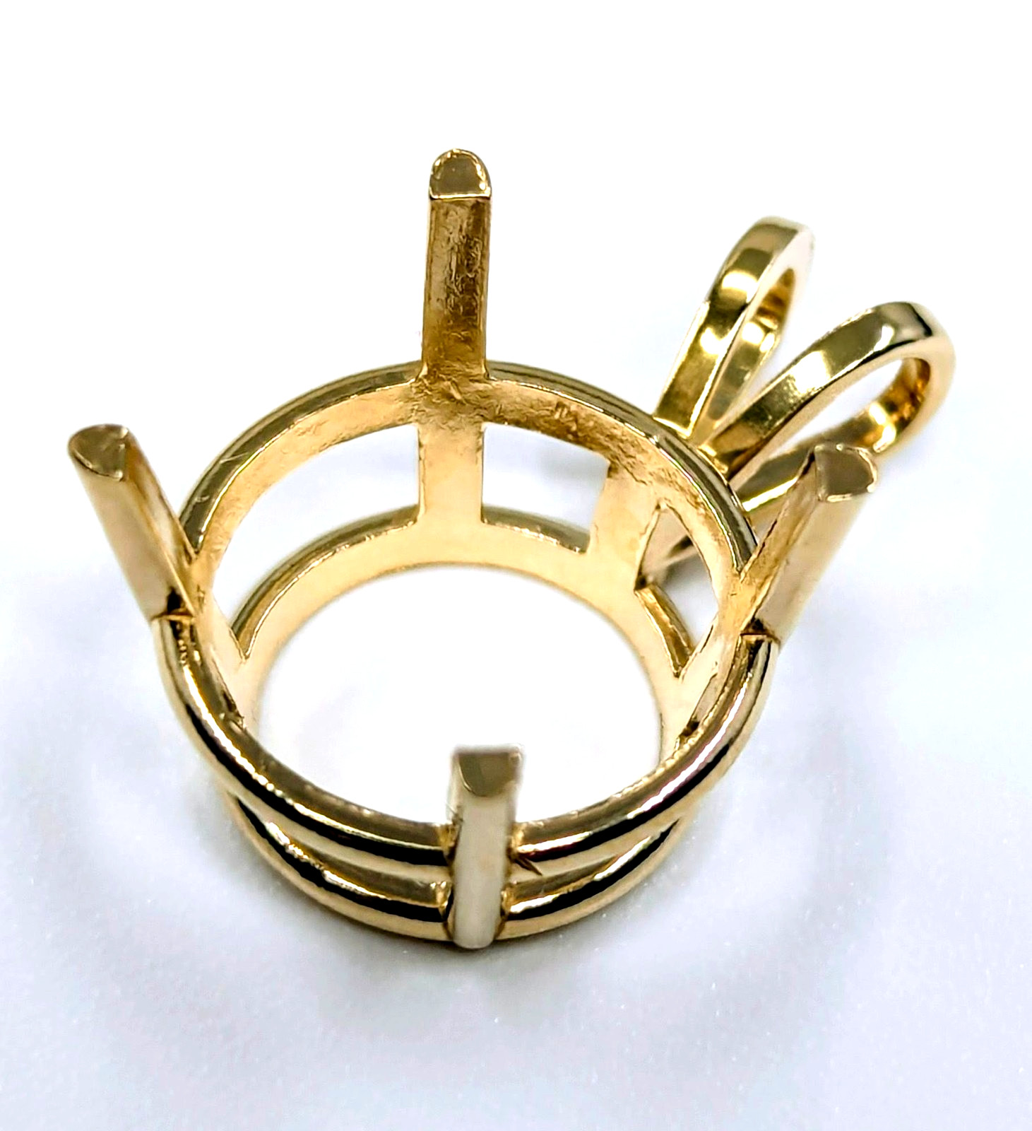 13mm 10K Solid Gold Round Pendant Setting Solitaire Mounting 4 Prong