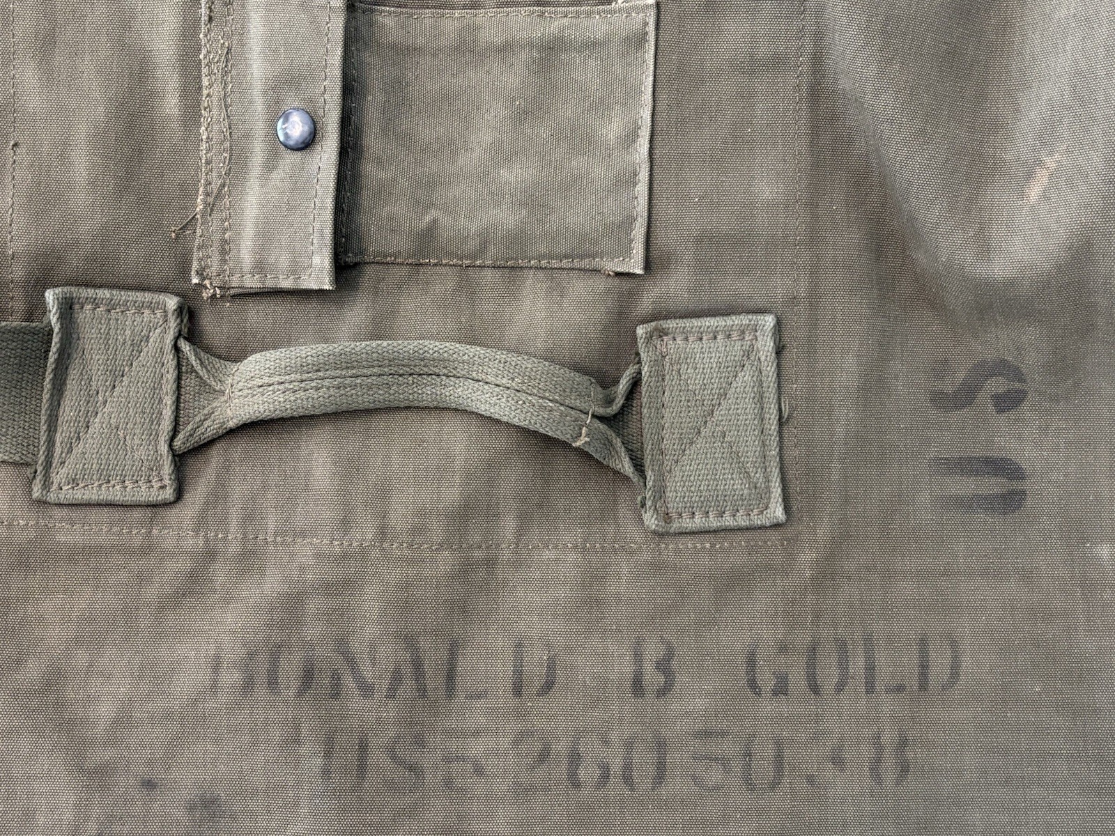 Vintage Olive Green Duffel Bag Military Issue Cotton Duck Canvas Army US Duffle