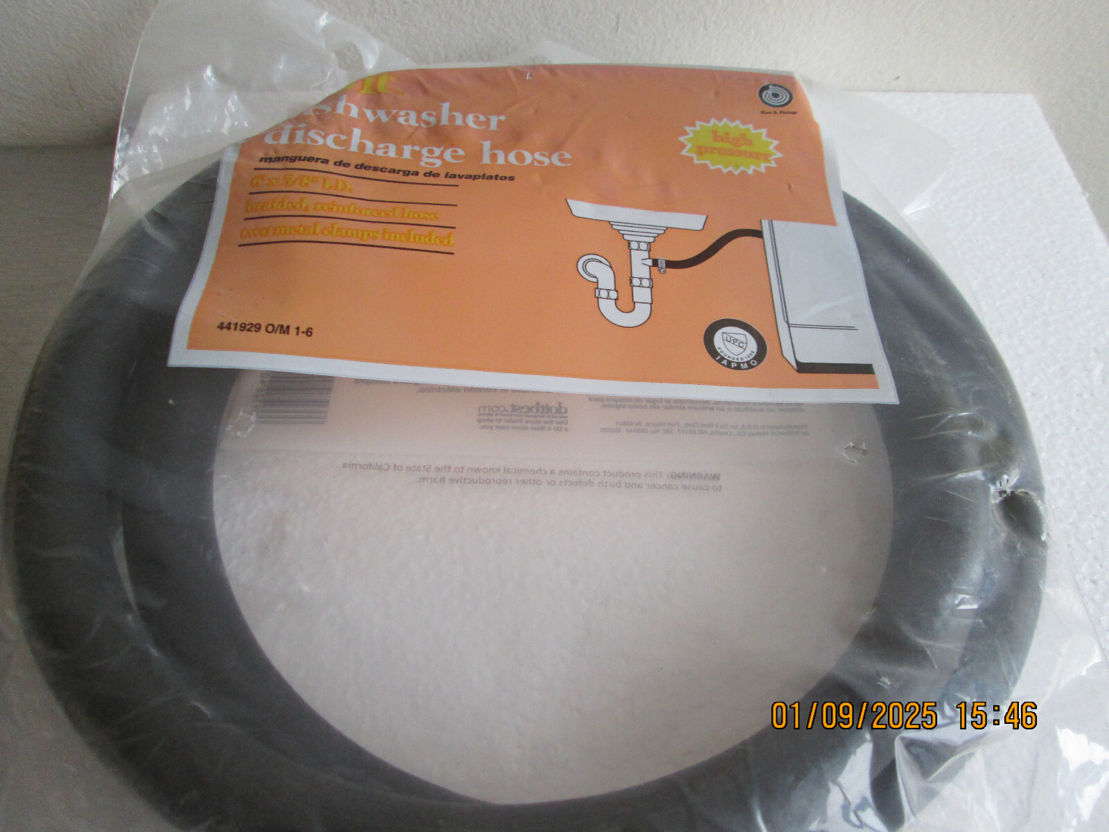 Do it 5/8 In. x 6 Ft. Dishwasher Drain Hose New 441929
