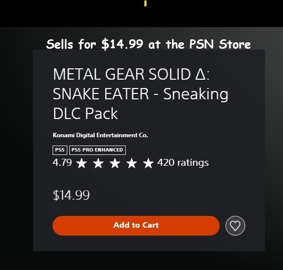 Metal Gear Solid Delta Snake Eater Sneaking DLC Pack Add-on Playstation 5 PS5