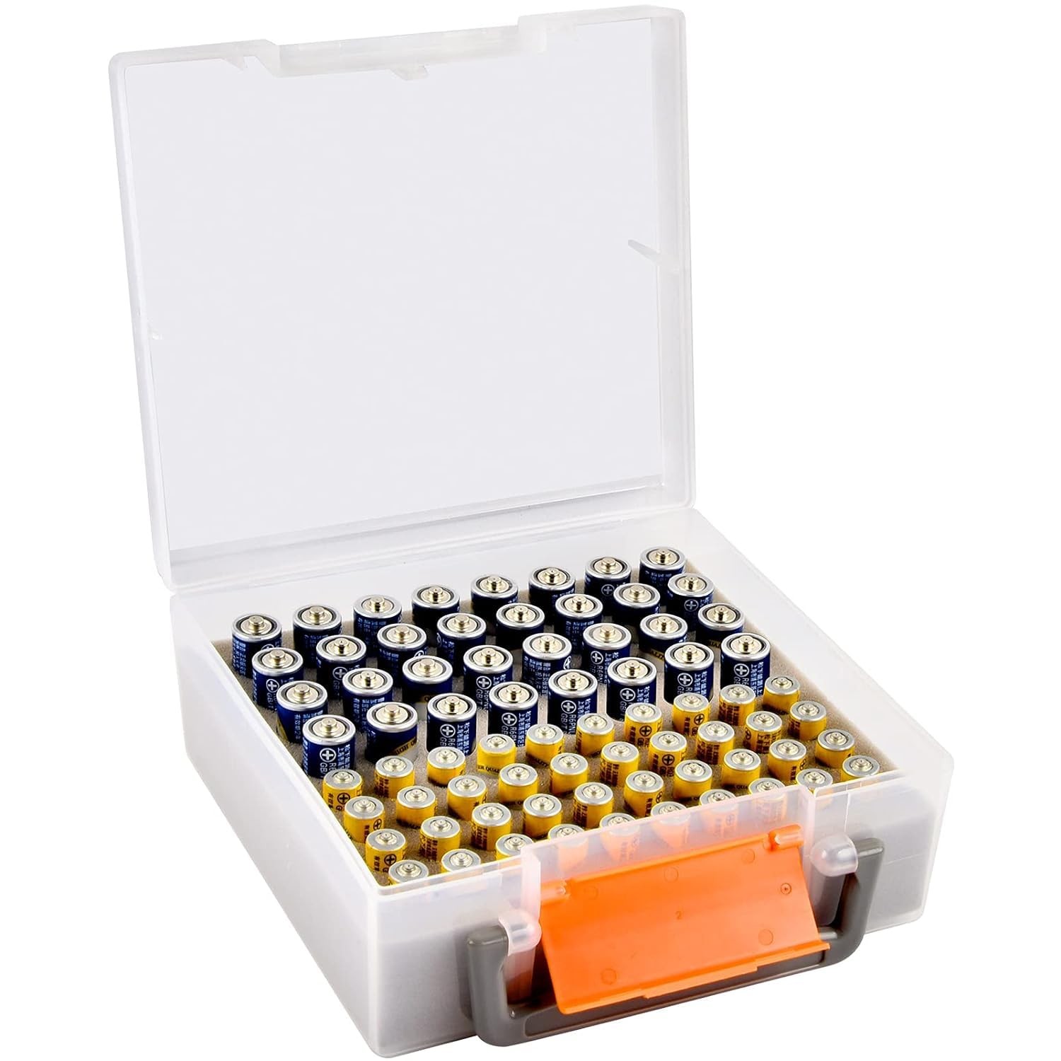 Battery Storage Organizer Holder Holds 72 AA AAA Batteries, Box Cases Garage ...