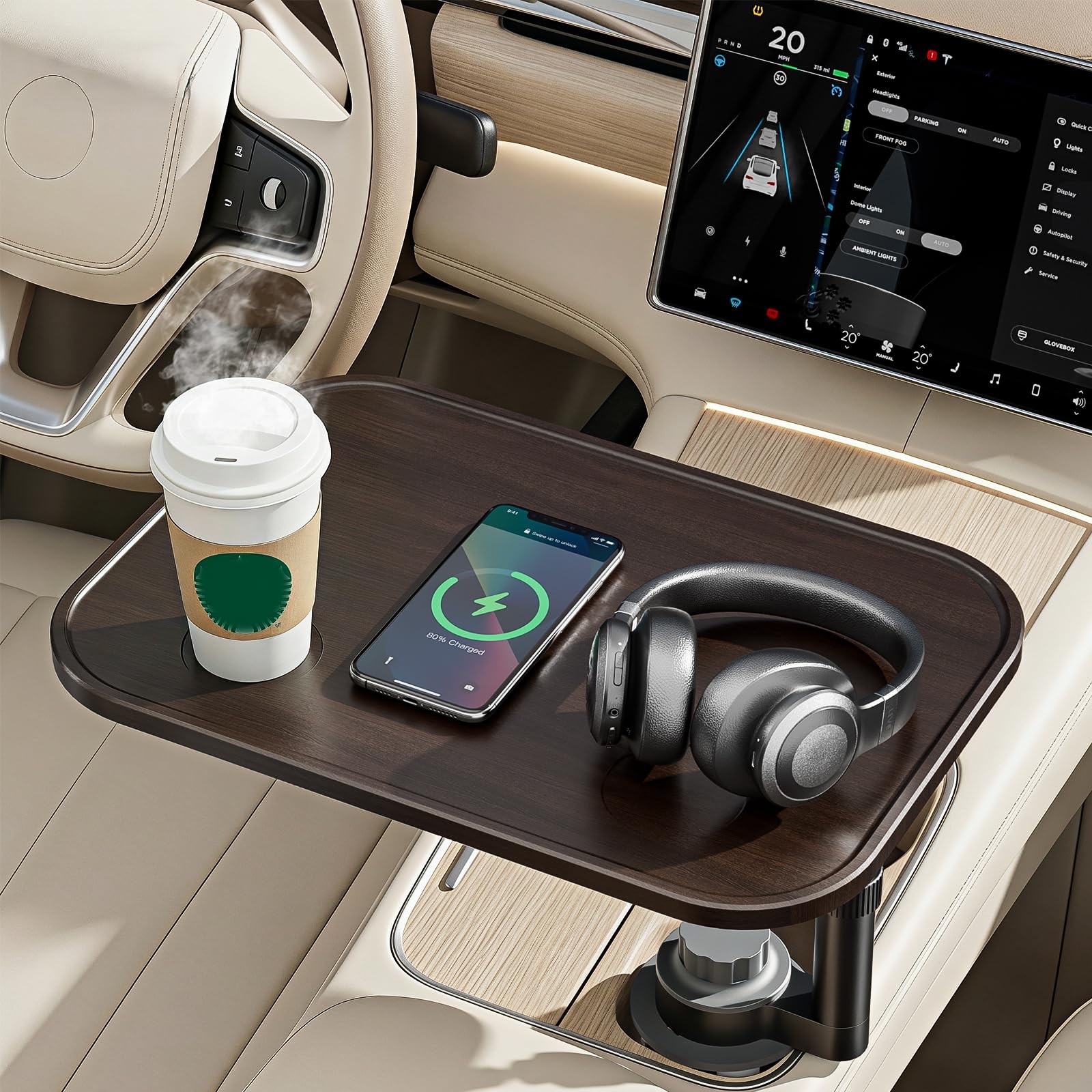 Aucoza Car Desk Walnut Tray Laptop Holder