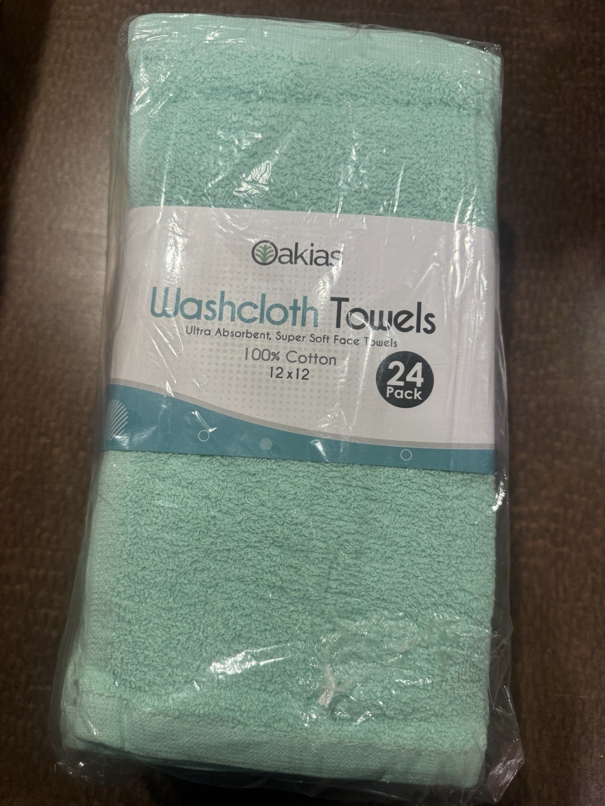 akias Washcloths 24 Pack 100% cotton Light Green