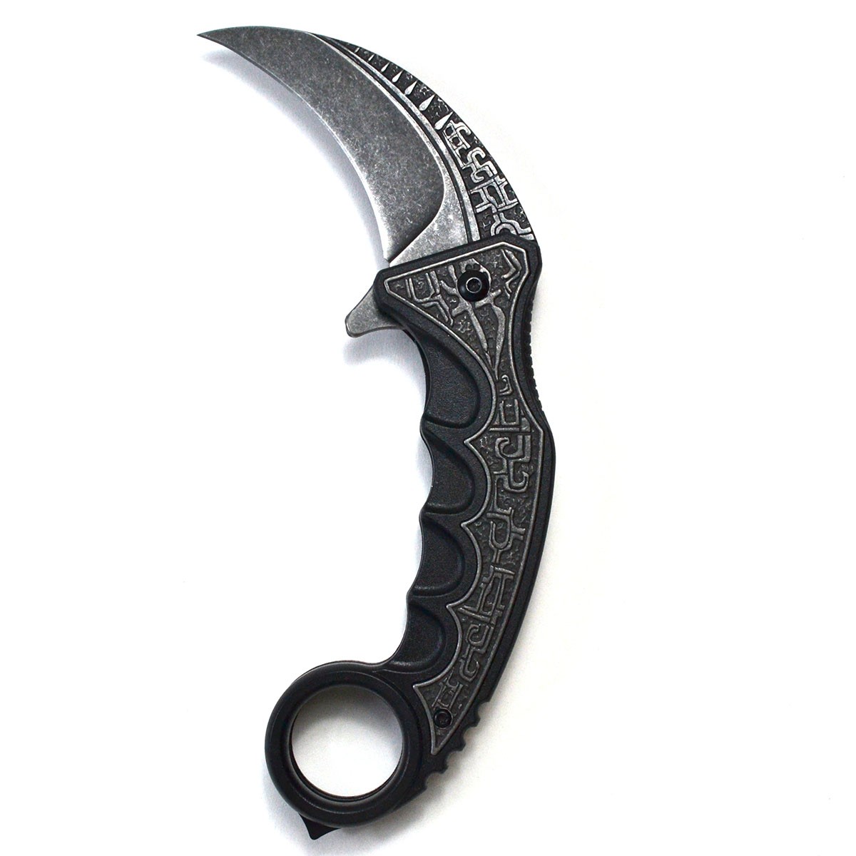 7" Ritual Pruning Blade - Black Folding Boline for Sacred Herb Harvest