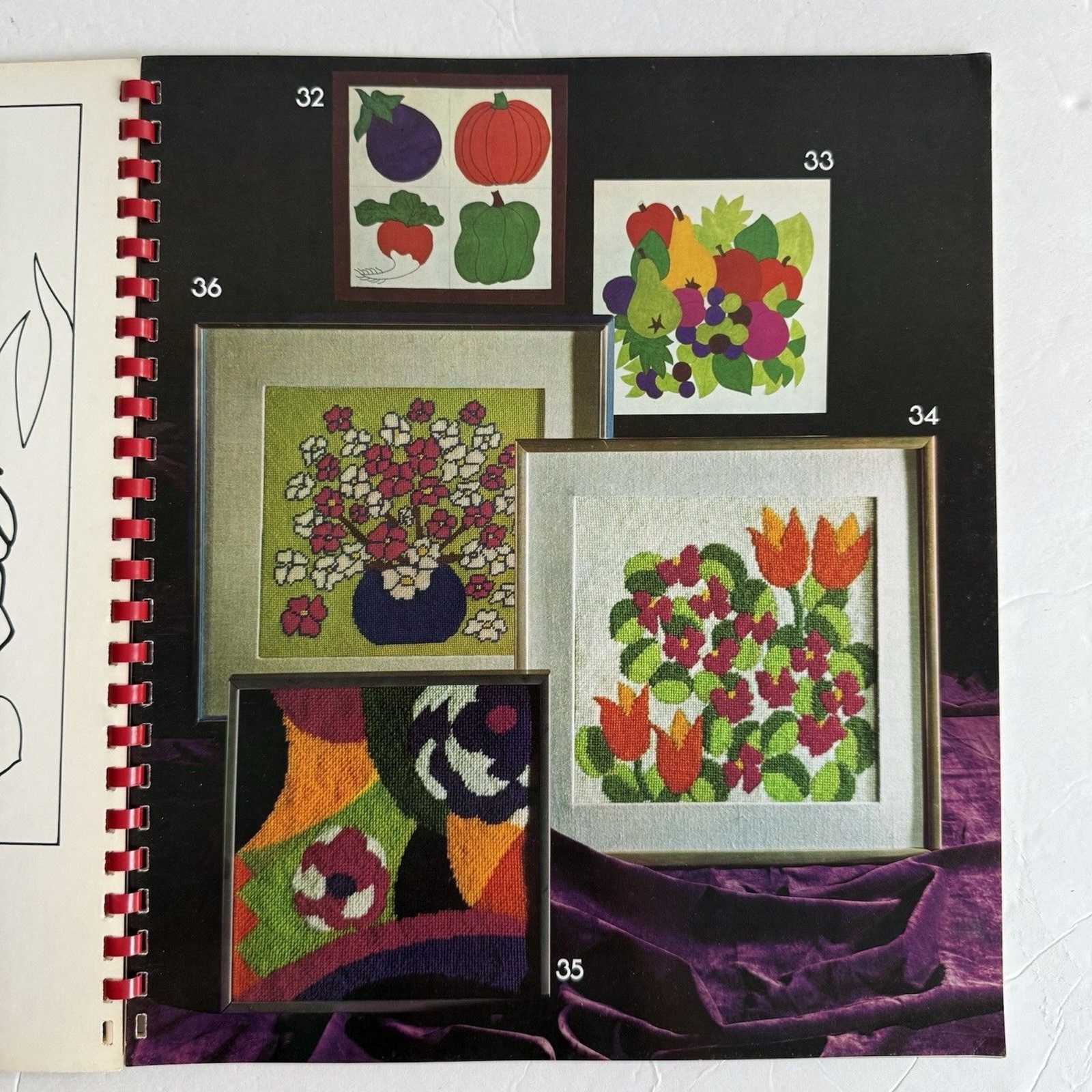 Vtg 1973 Lisbeth Perrone's Needlepoint Workbook Spiral Bound Canvas Embroidery